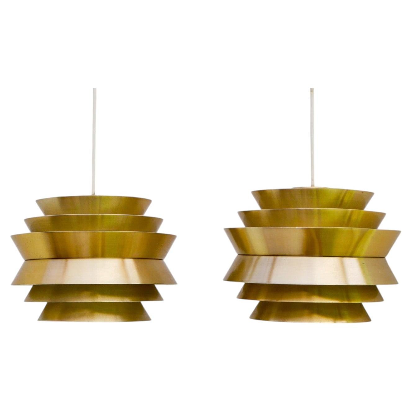 Eleganti lampade a sospensione in metallo color ottone di Carl Thore, Svezia