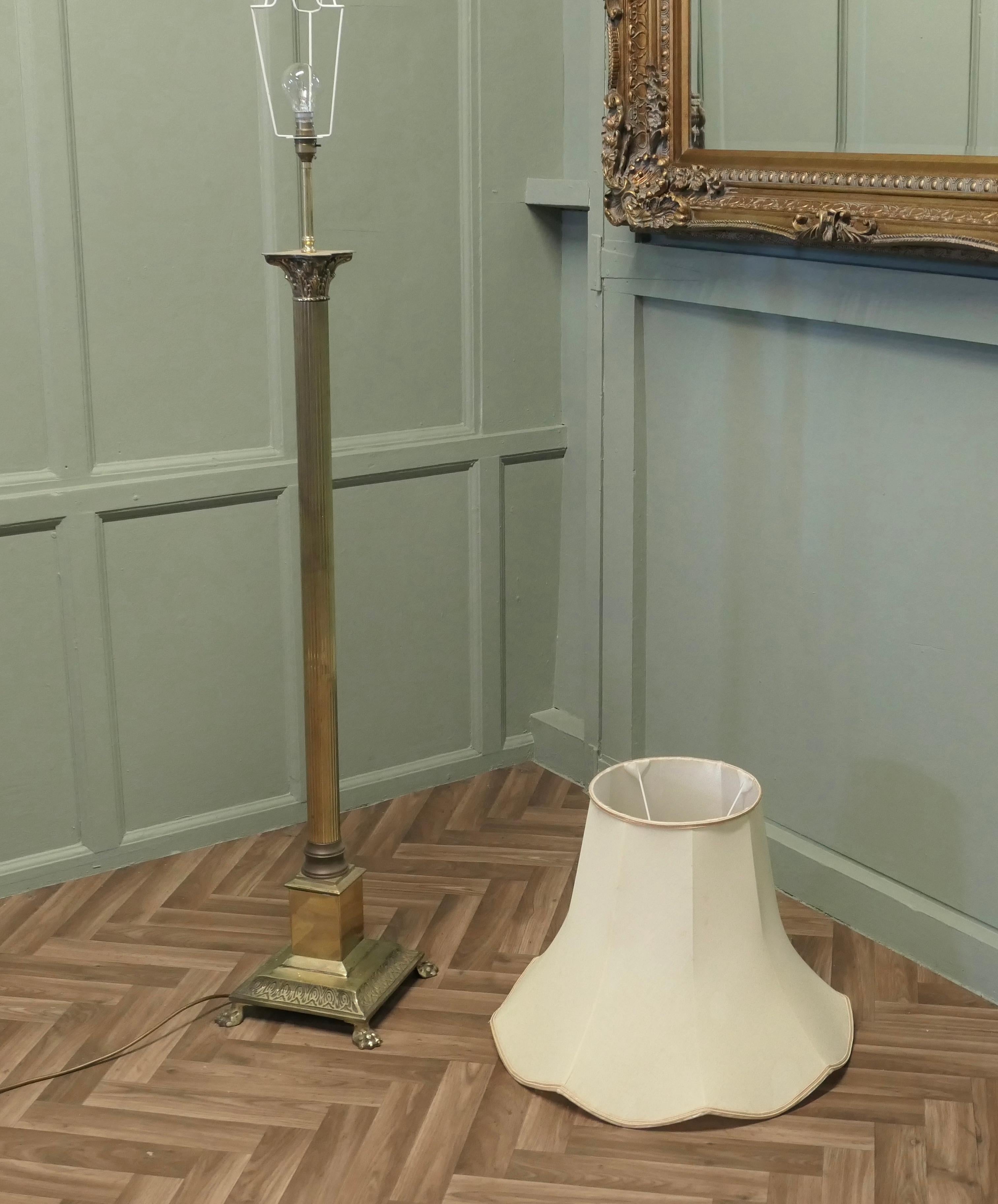 Elegant Brass Column Standard or Floor Lamp For Sale 1