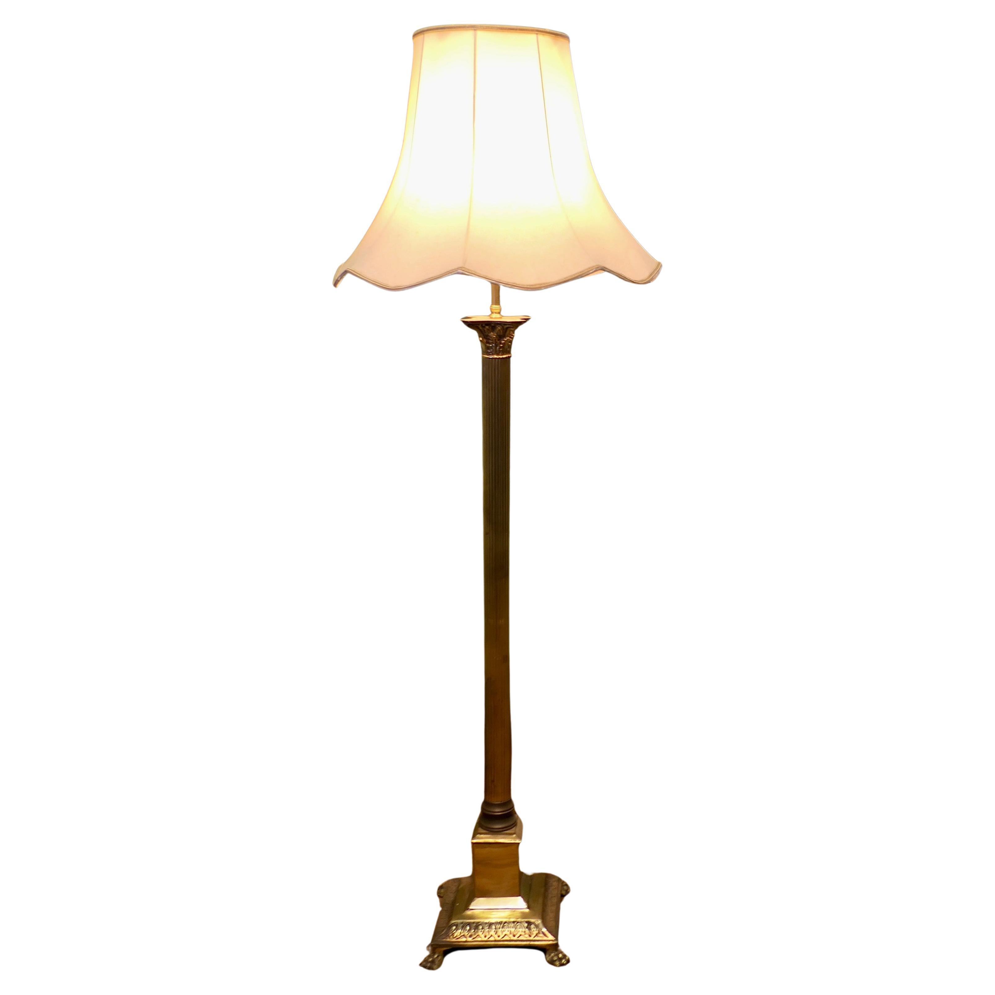 Elegant Brass Column Standard or Floor Lamp