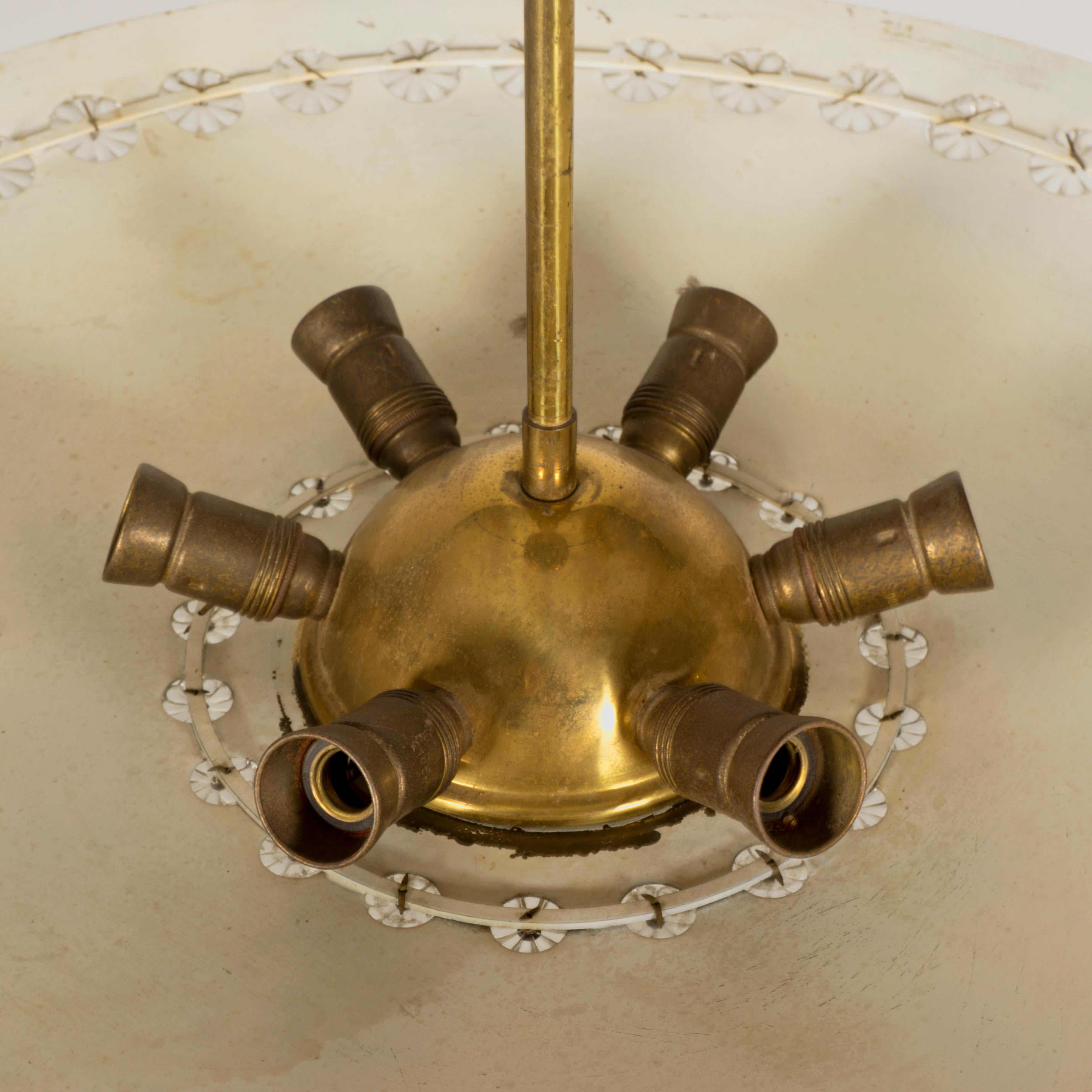 Elegante Deckenleuchte-Schale aus Messing und Kristallglas, Stejnar Nikoll, 1950er Jahre (Glas)