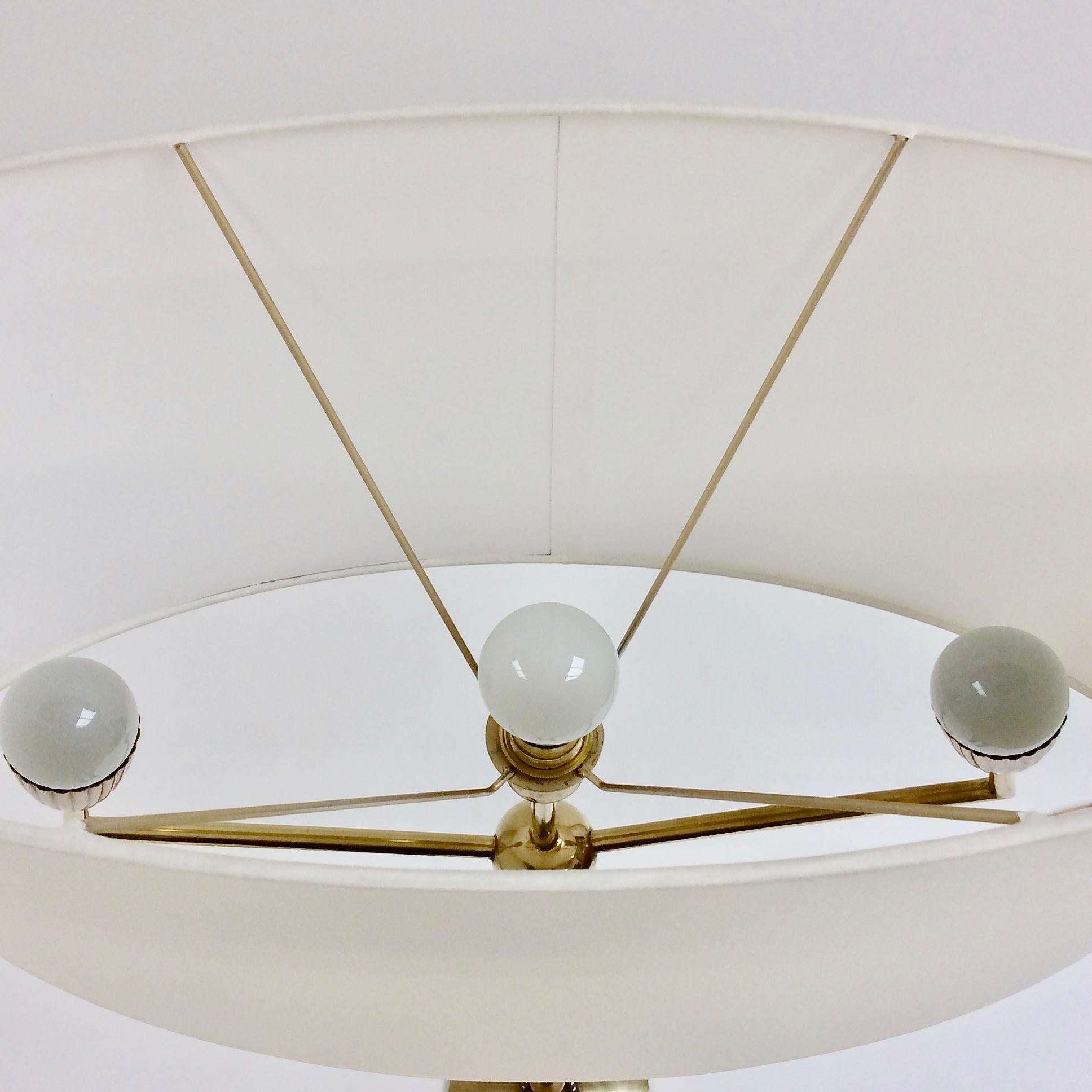 Fabric Elegant Brass Floor Lamp, circa 1950, France