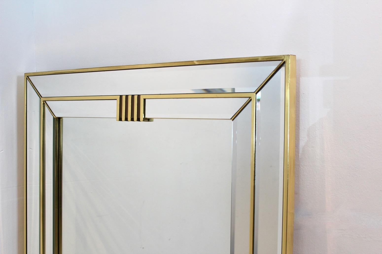 Elegant Brass Graphical Mirror by Deknudt Belgium 2