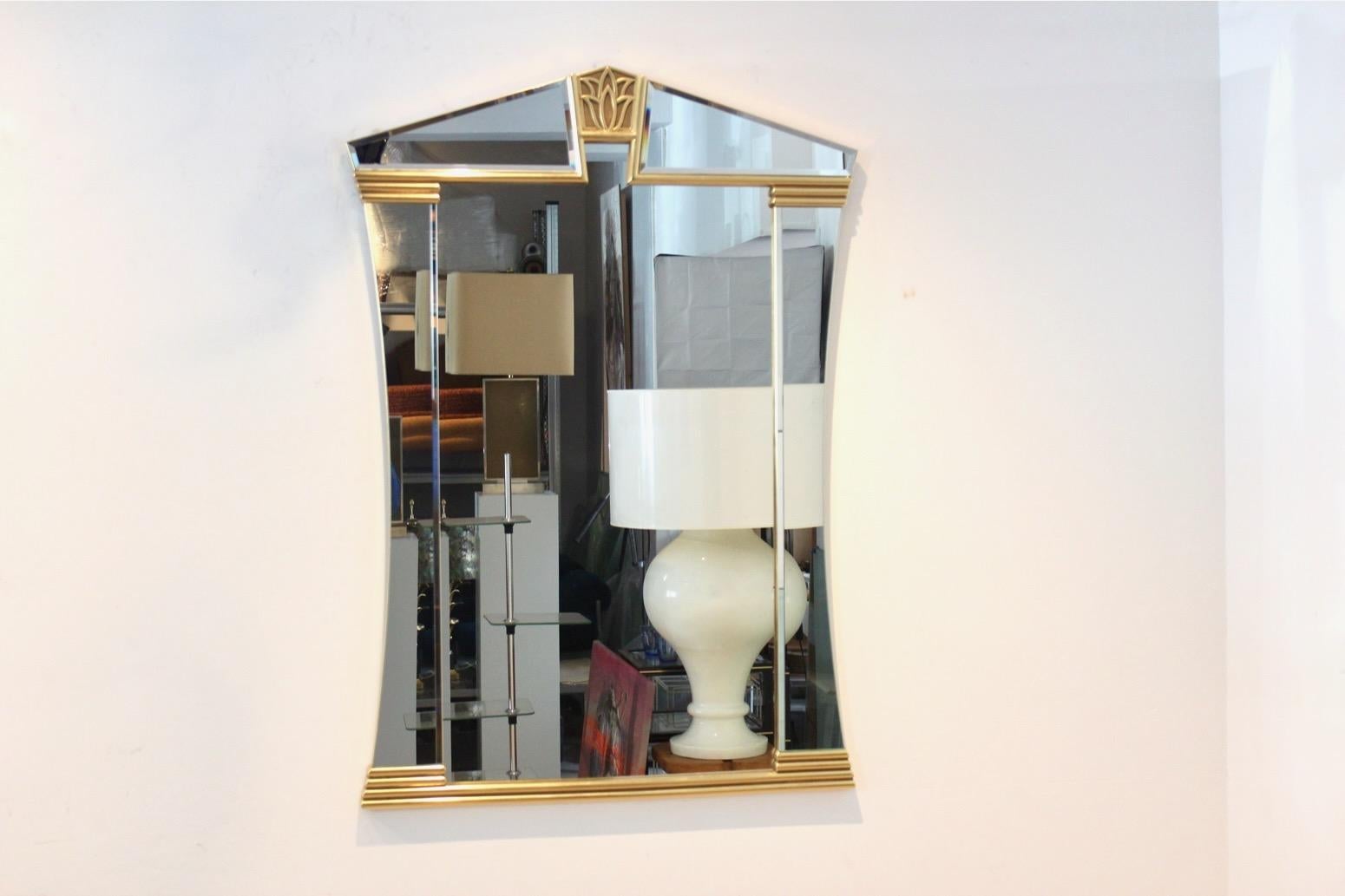 Elegant Brass Graphical Tulip Mirror by Deknudt Belgium For Sale 6