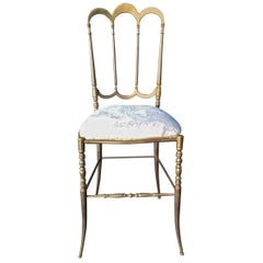 Used Elegant Brass Italian Side, Vanity or Ballroom Chair by Chiavari