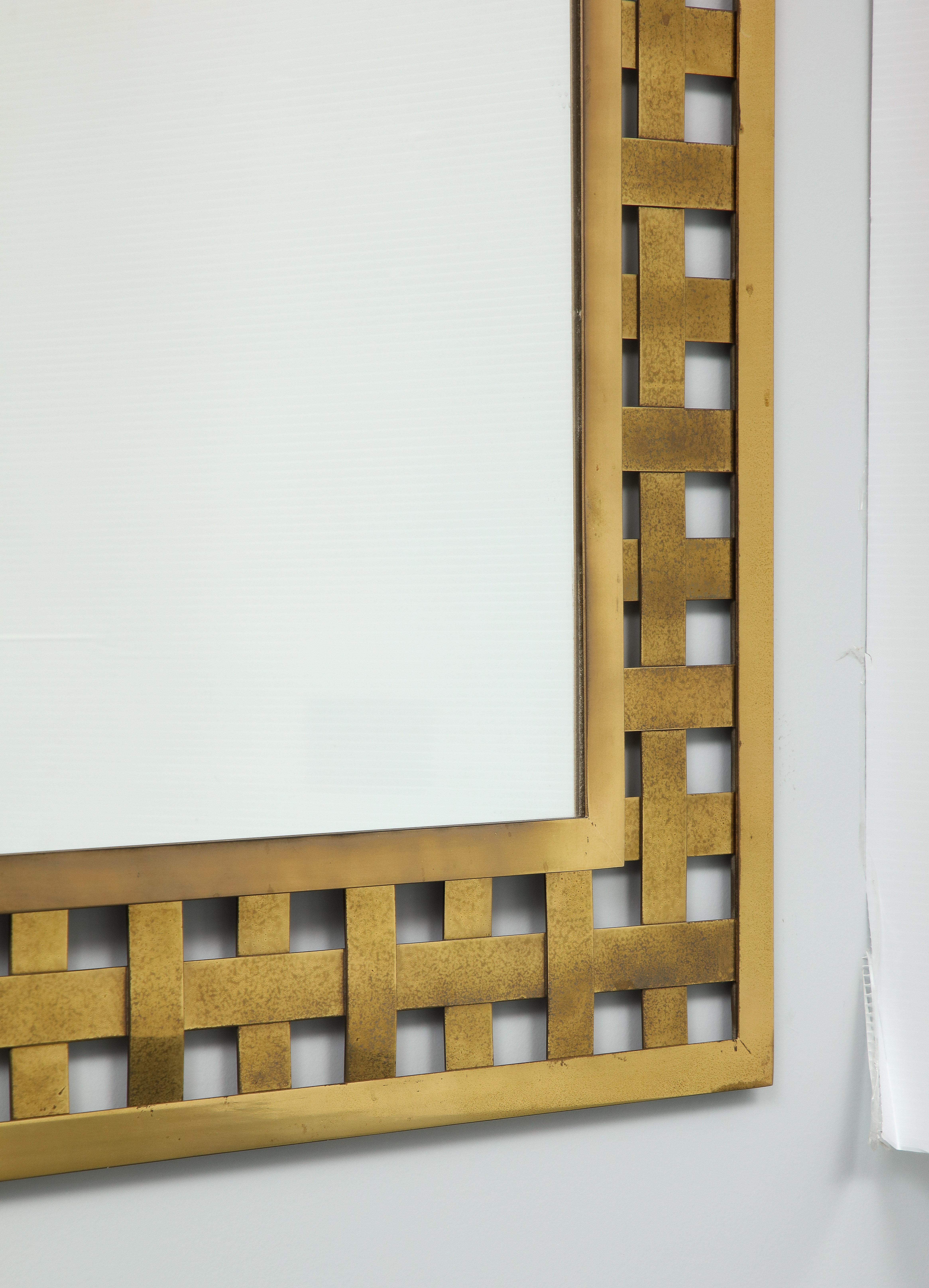 Italian Brass Lattice Pattern Mirror For Sale 6