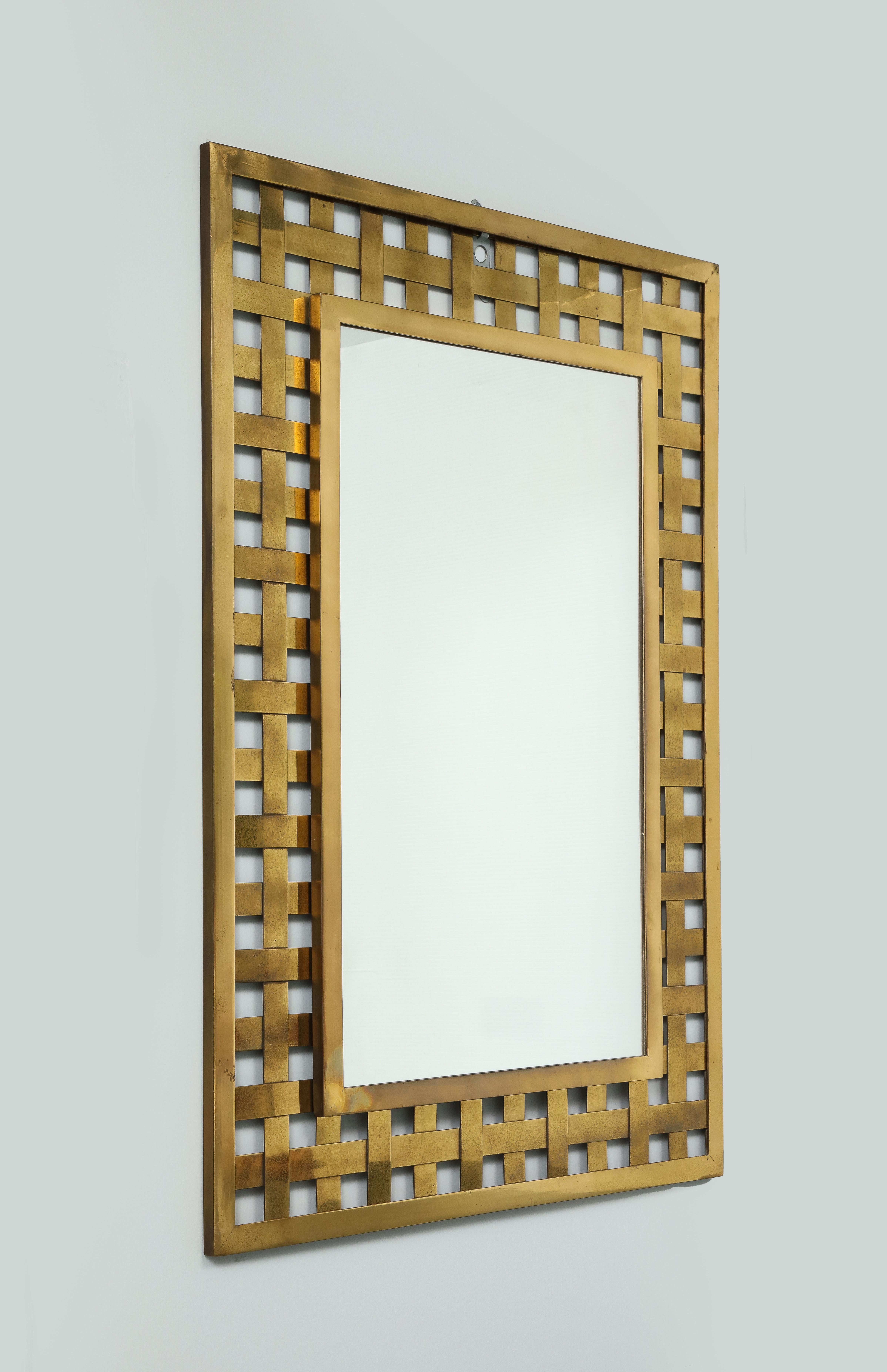 Italienischer Messing-Gittermuster-Spiegel (Moderne der Mitte des Jahrhunderts) im Angebot