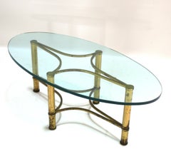 Elegant Brass Mid Century Modern Coffee Table 47" x 24" circa 1970s