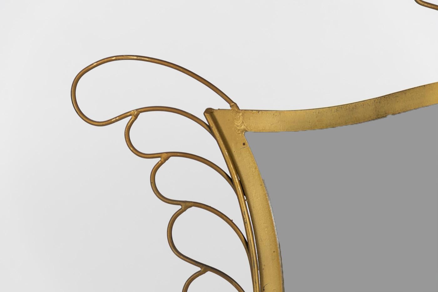 Italian Elegant Brass Mirror in the Style of Gio Ponti For Sale