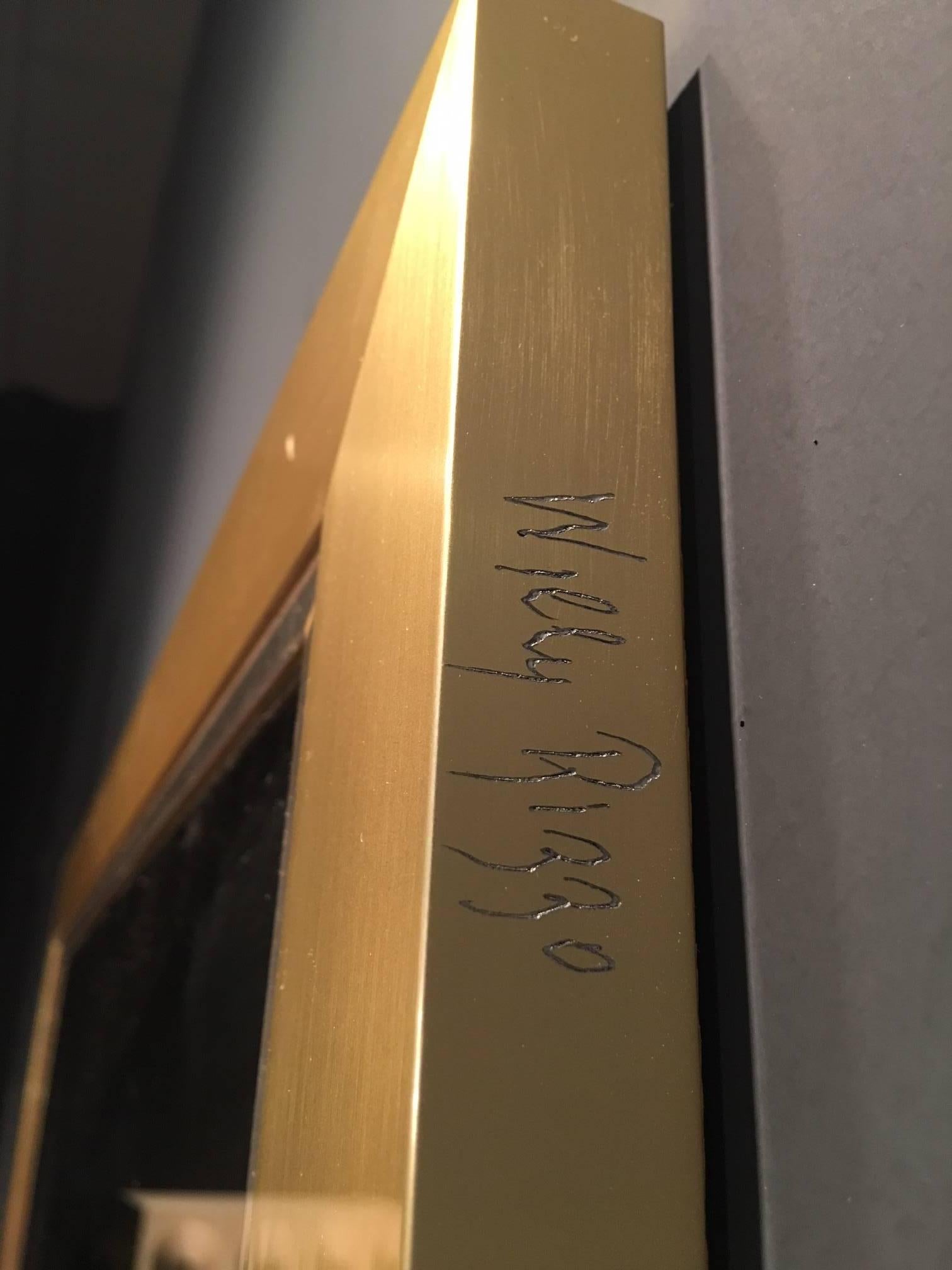 Mid-Century Modern Elegant Brass Mirror Signed by Willy Rizzo