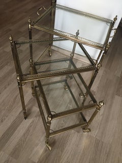 Elegant Brass Nesting Tables with a Serving Tray by Maison Jansen, France, 1965