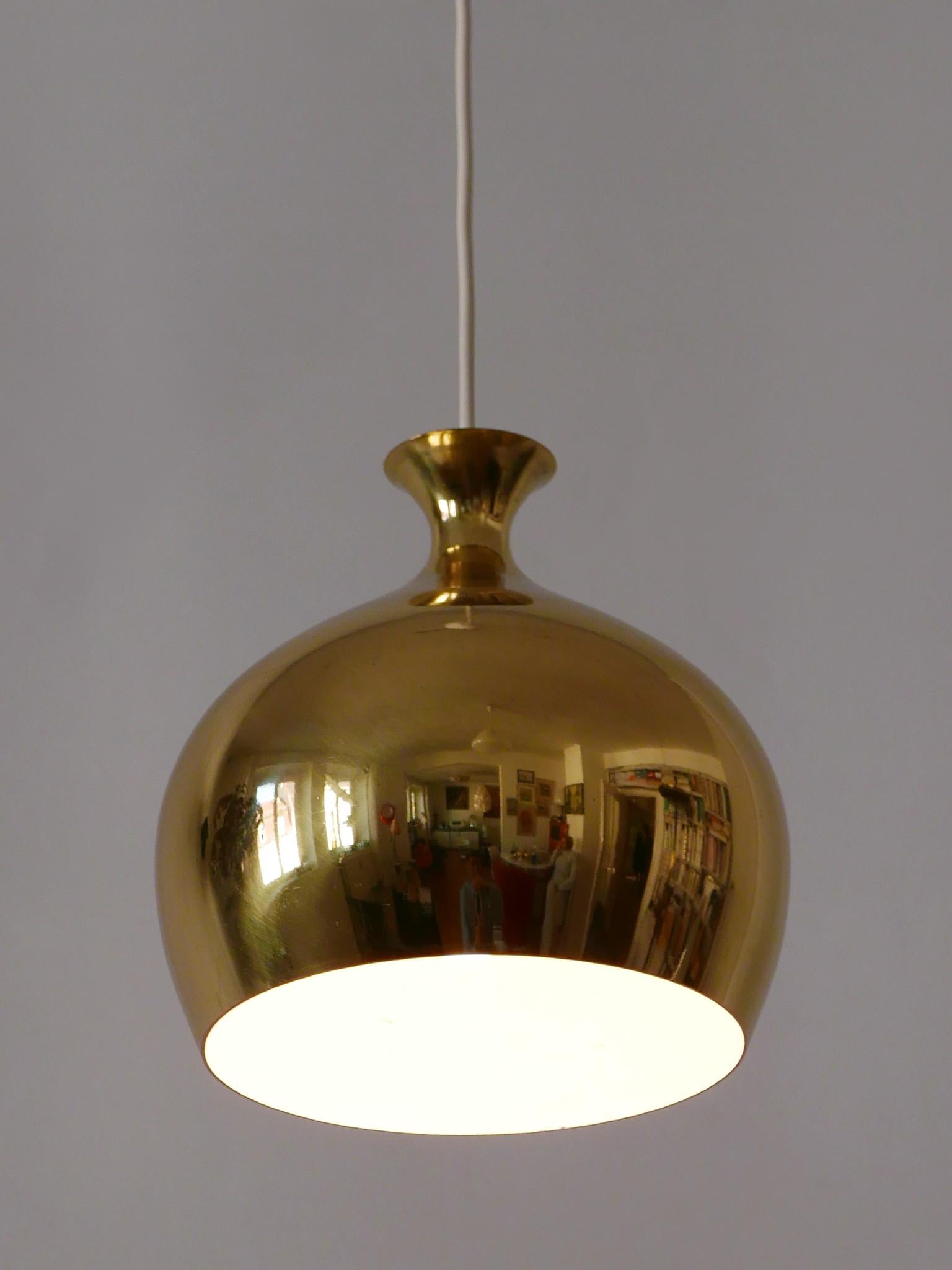 Eleganza della lampada a sospensione in ottone Löken di Helge Zimdal per Falkenberg Svezia 1960 in vendita 7