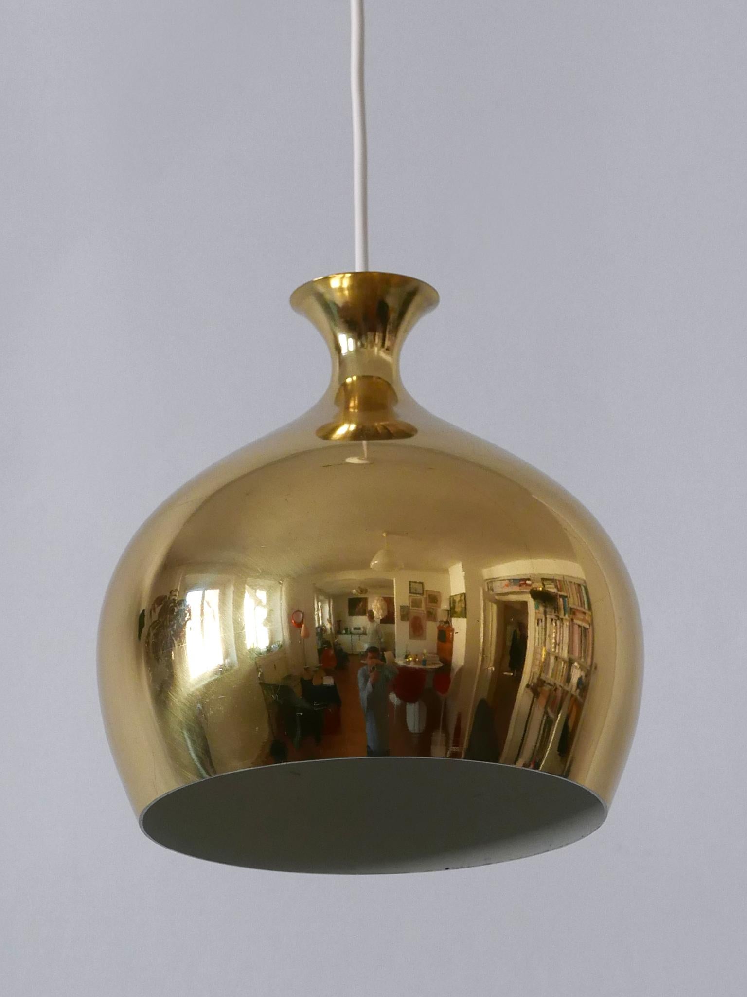 Eleganza della lampada a sospensione in ottone Löken di Helge Zimdal per Falkenberg Svezia 1960 in vendita 8