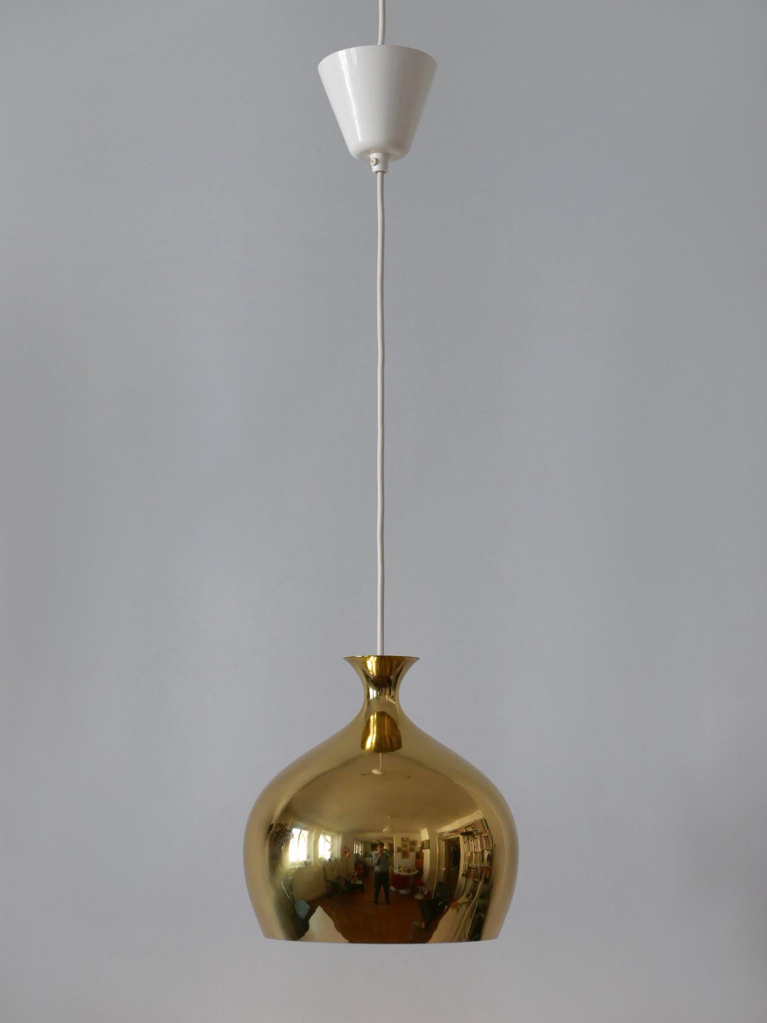 Mid-Century moderno Eleganza della lampada a sospensione in ottone Löken di Helge Zimdal per Falkenberg Svezia 1960 in vendita