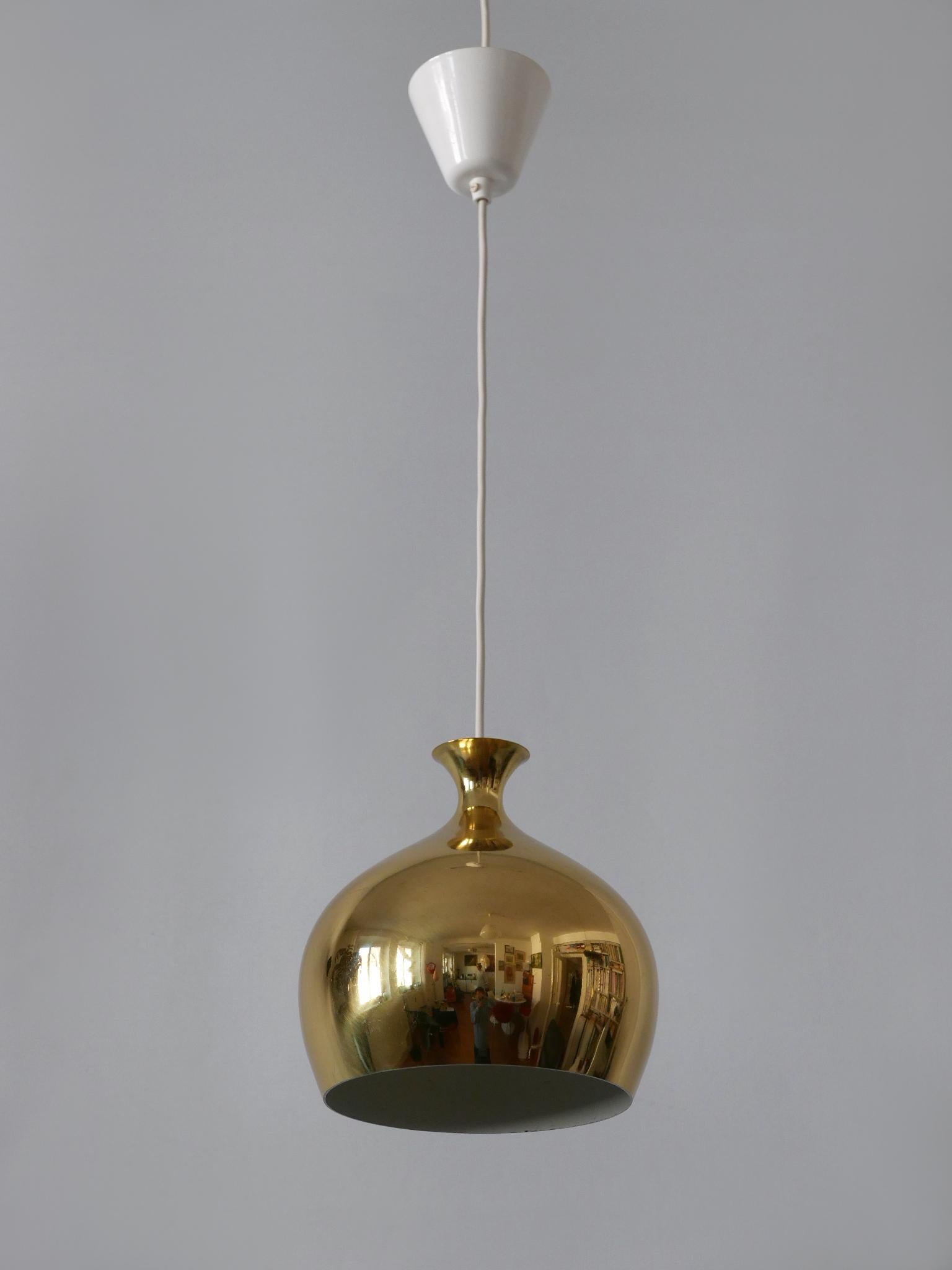 Eleganza della lampada a sospensione in ottone Löken di Helge Zimdal per Falkenberg Svezia 1960 in vendita 1