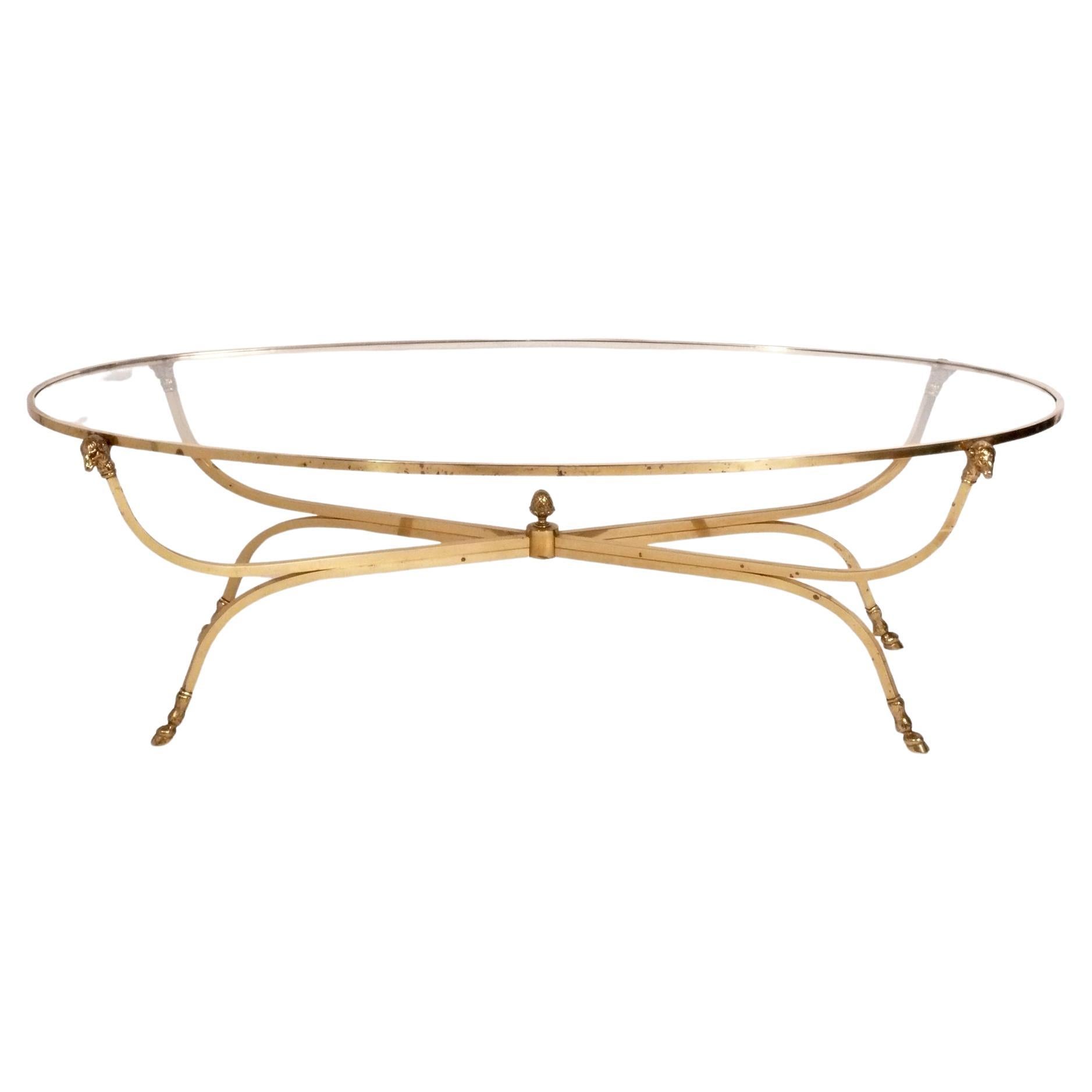 Elegant Brass Rams Head Coffee Table in the Manner of Maison Jansen