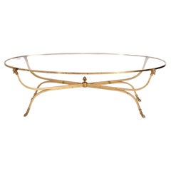 Elegant Brass Rams Head Coffee Table in the Manner of Maison Jansen