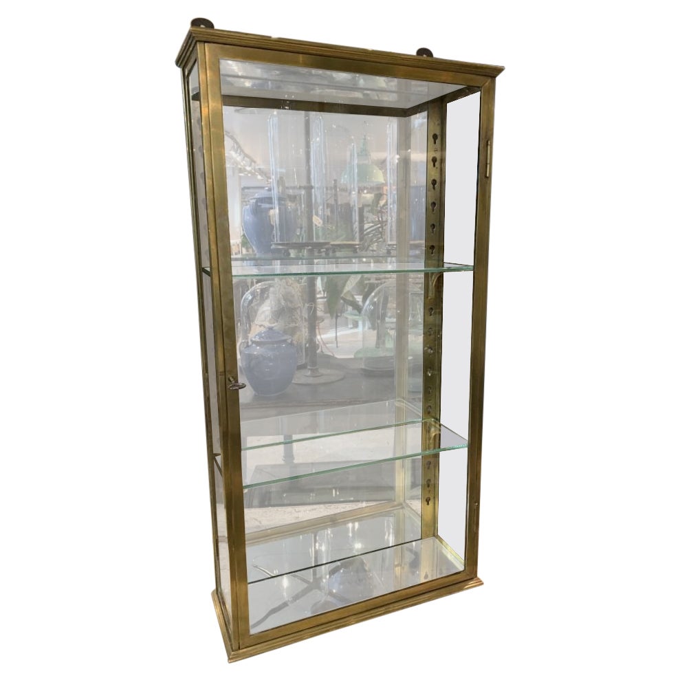 Elegant Brass Wall Display Cabinet-1920s France