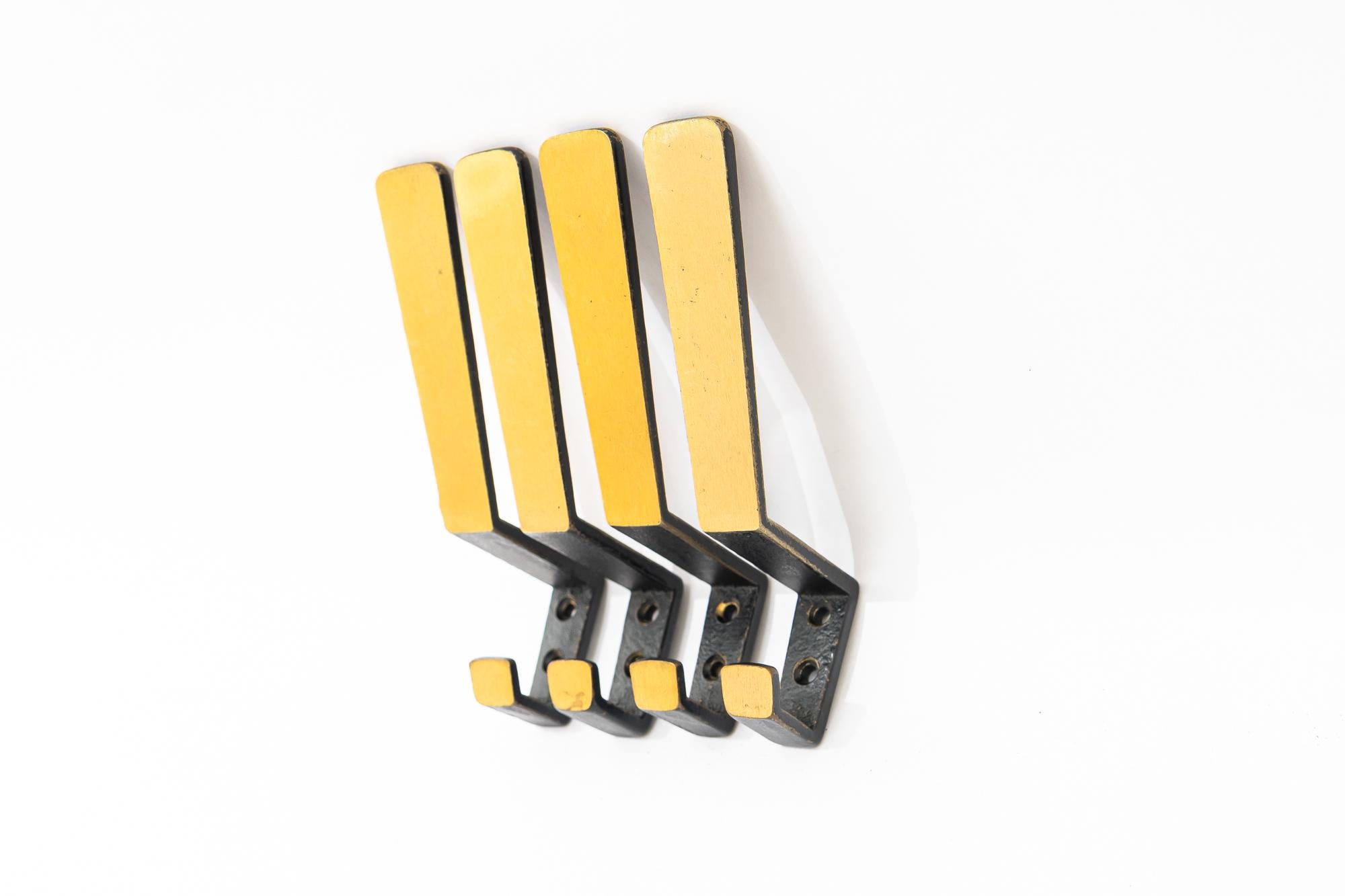 Mid-Century Modern Elegant Brass wall hooks around 1950s For Sale
