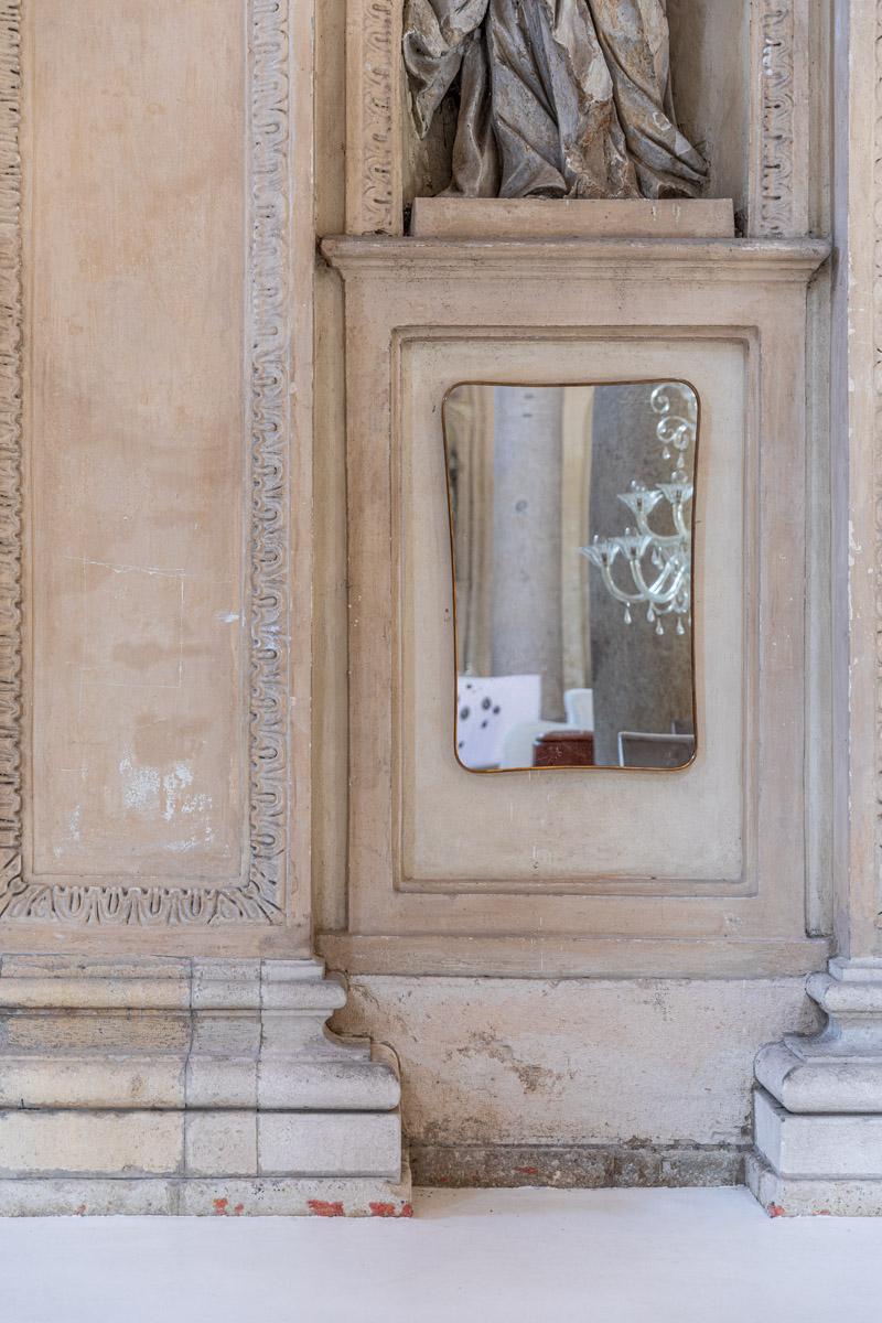 Italian Elegant Brass Wall Mirror Gio Ponti style