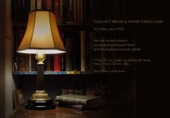 Elegant Brass & Wood Table Lamp by Chilo, circa 1950
