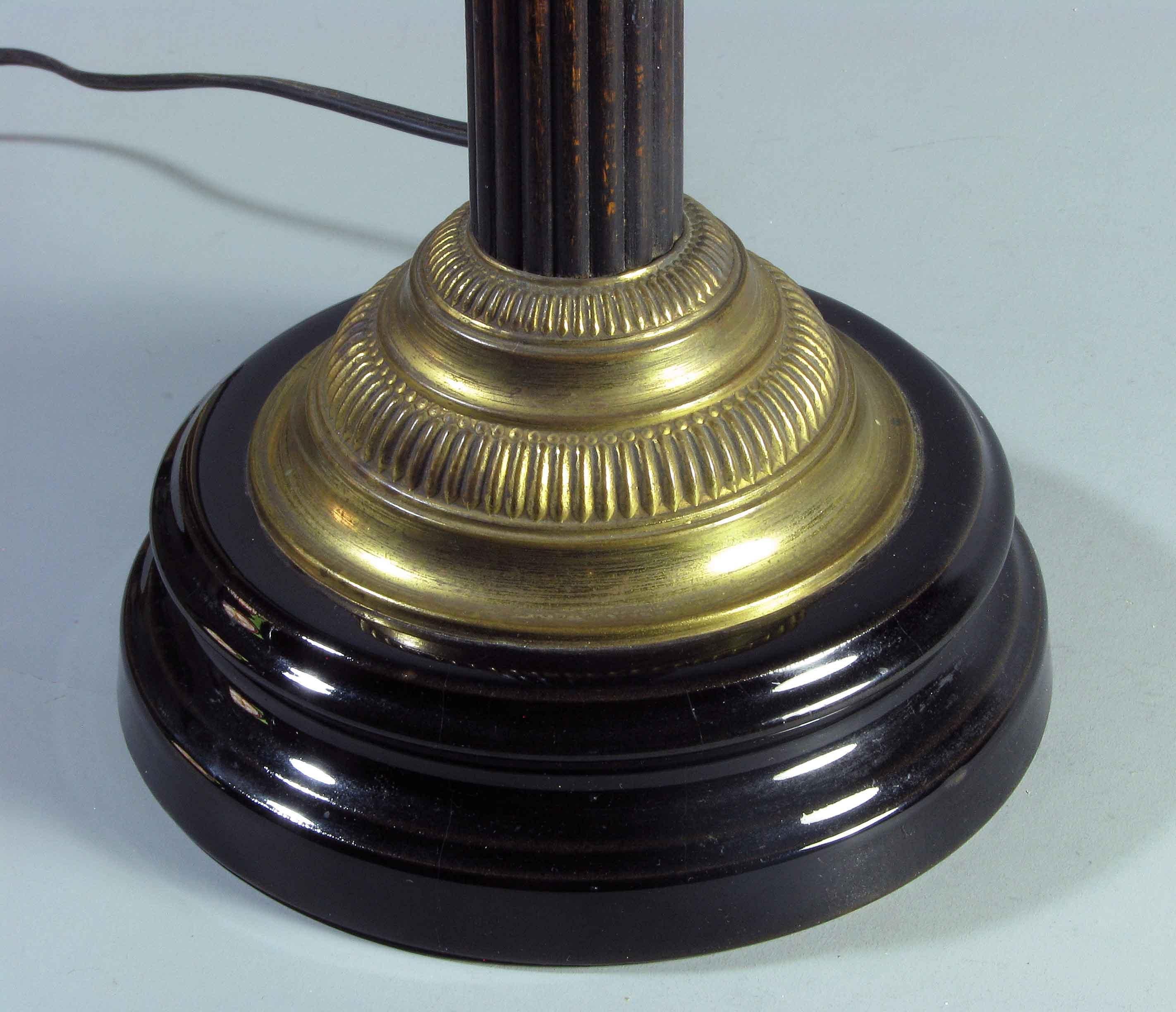 Other Elegant Brass & Wood Table Lamp by Chilo, circa 1950 For Sale