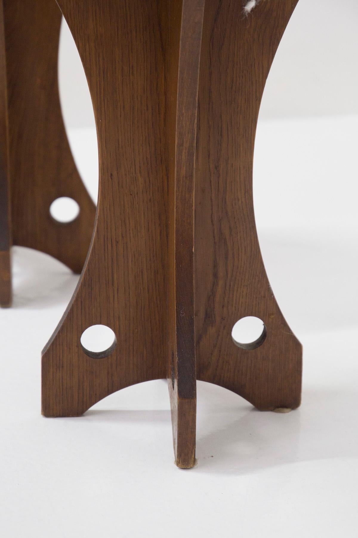 Mid-Century Modern Elegant Brazilian Stool in Wood and Faux Fur