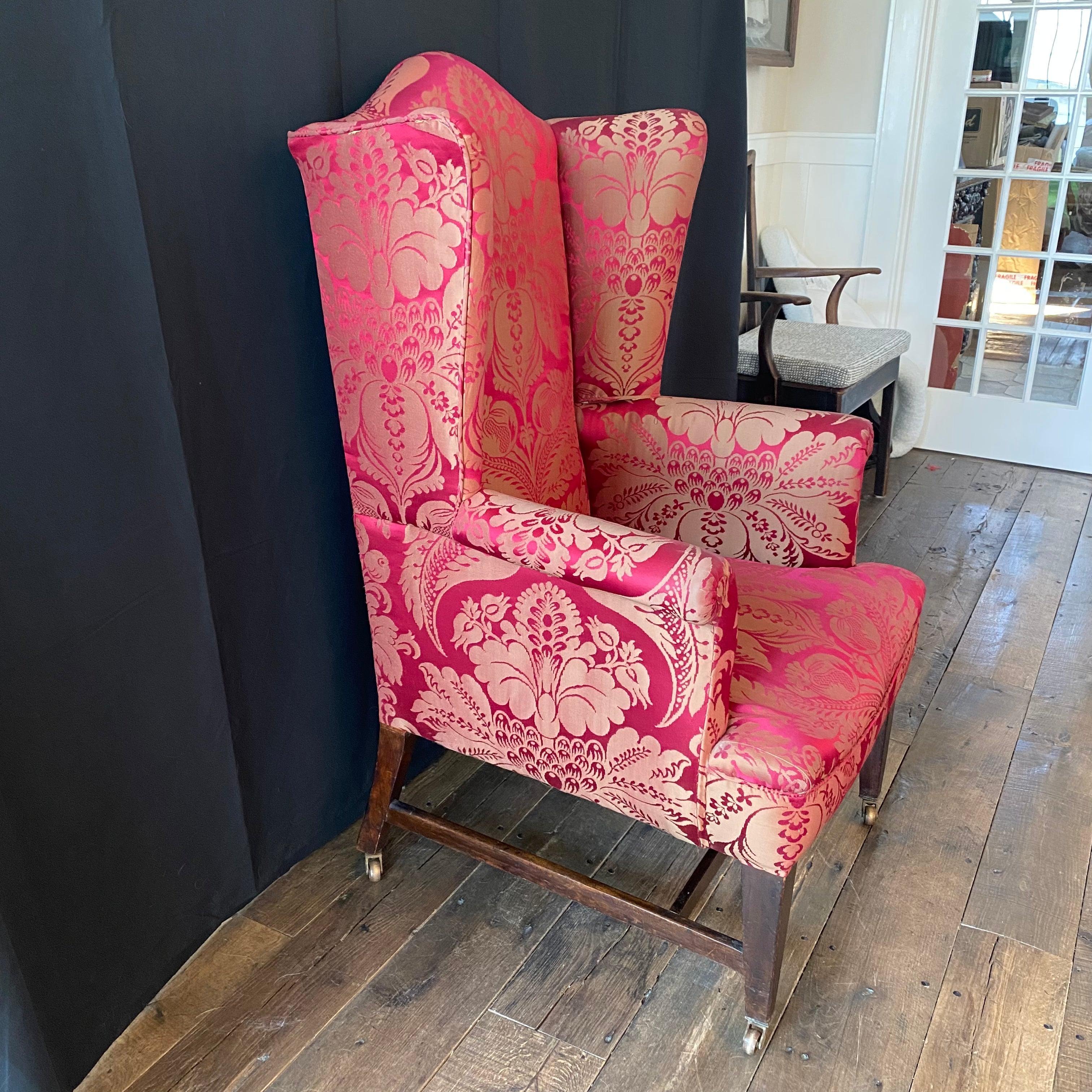 Elegant British Period Chippendale Mahogany Wing Chair For