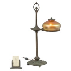 Elegant Bronze & Art Glass Table Lamp, or Desk Lamp, by Enos Co. ca. 1900