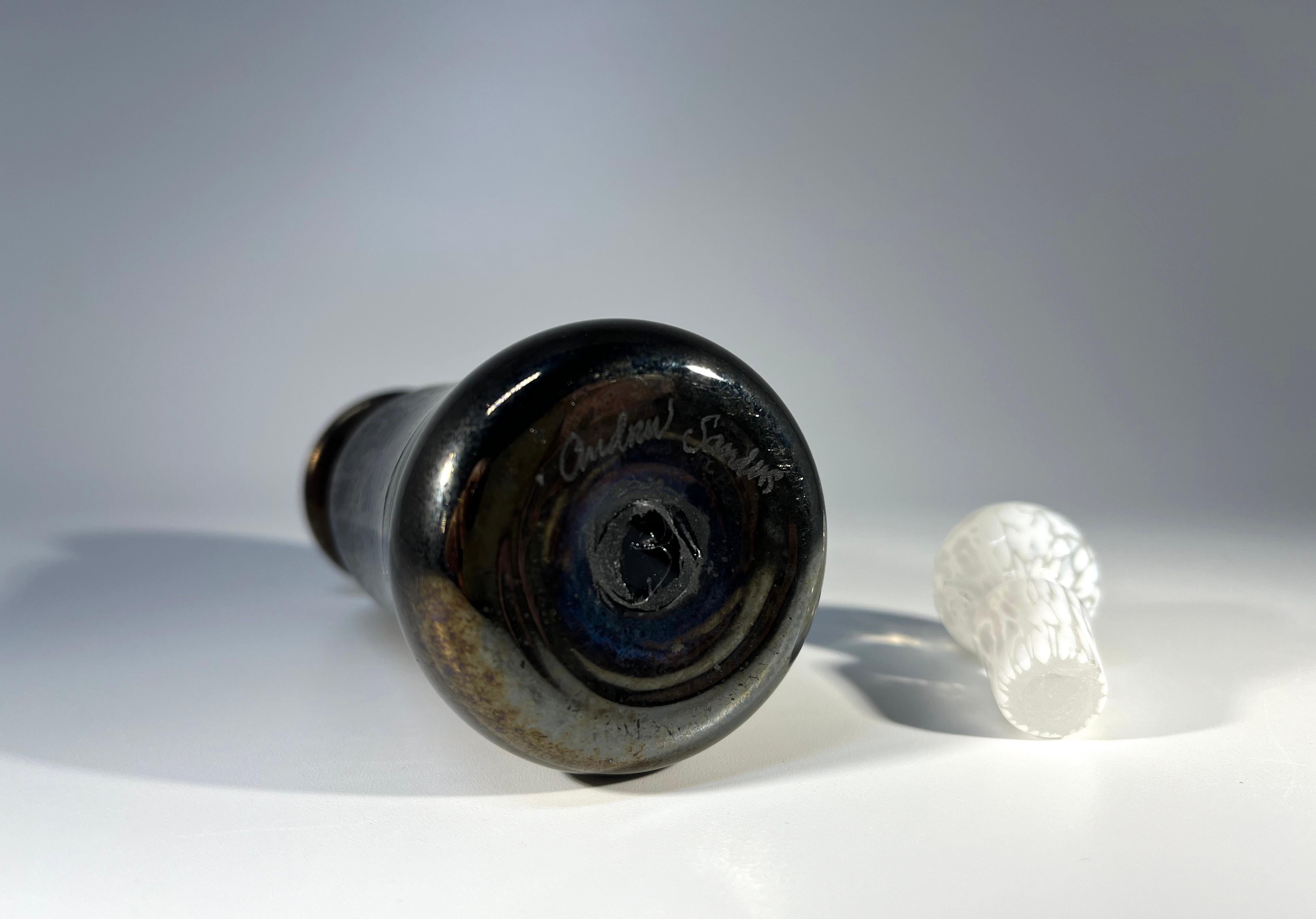 Elegant Bronze Iridescent English Glass Perfume Bottle By Andrew Sanders c1980s For Sale 1