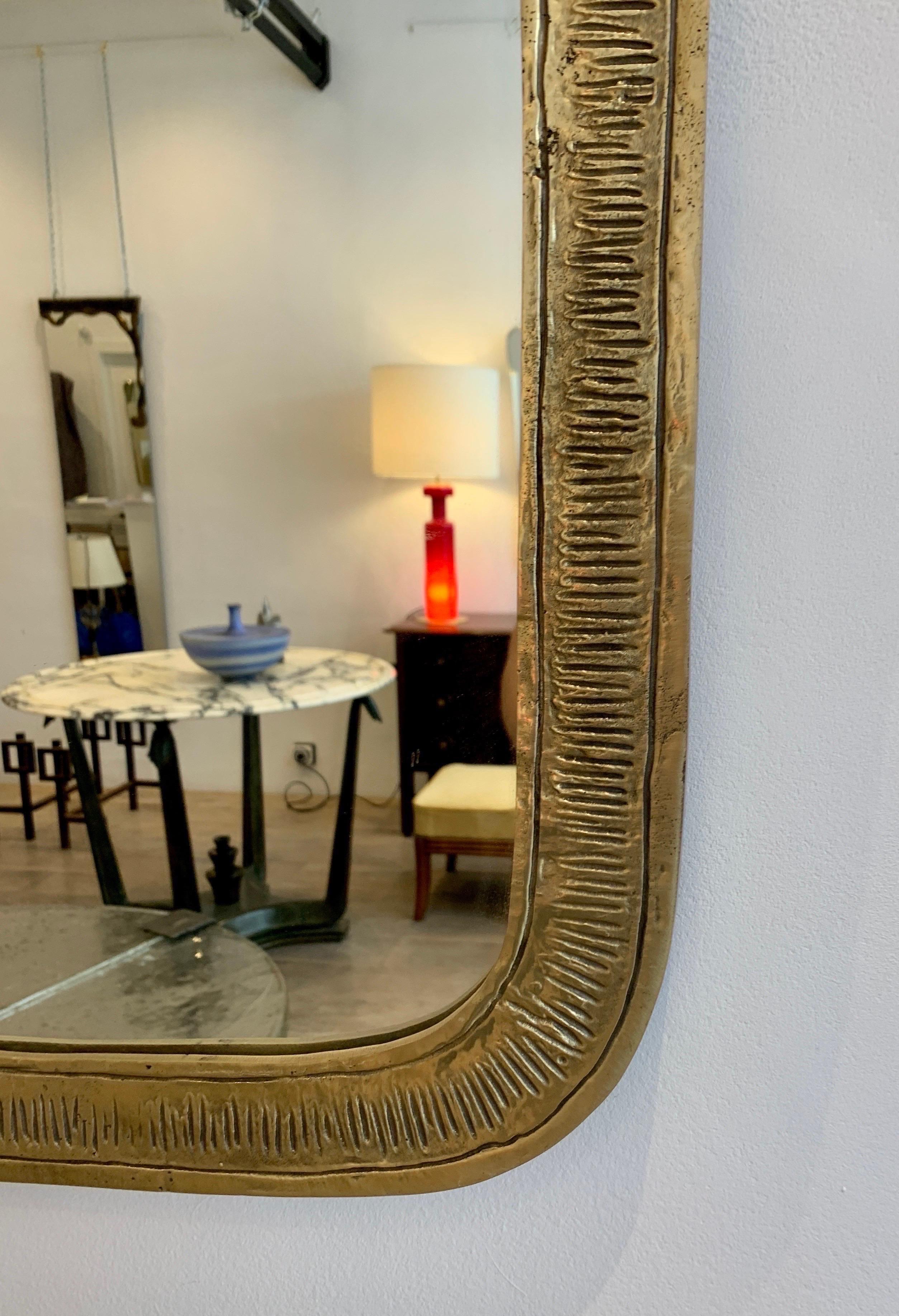Elegant Bronze Mirror by Angelo Brotto, 1970s 1
