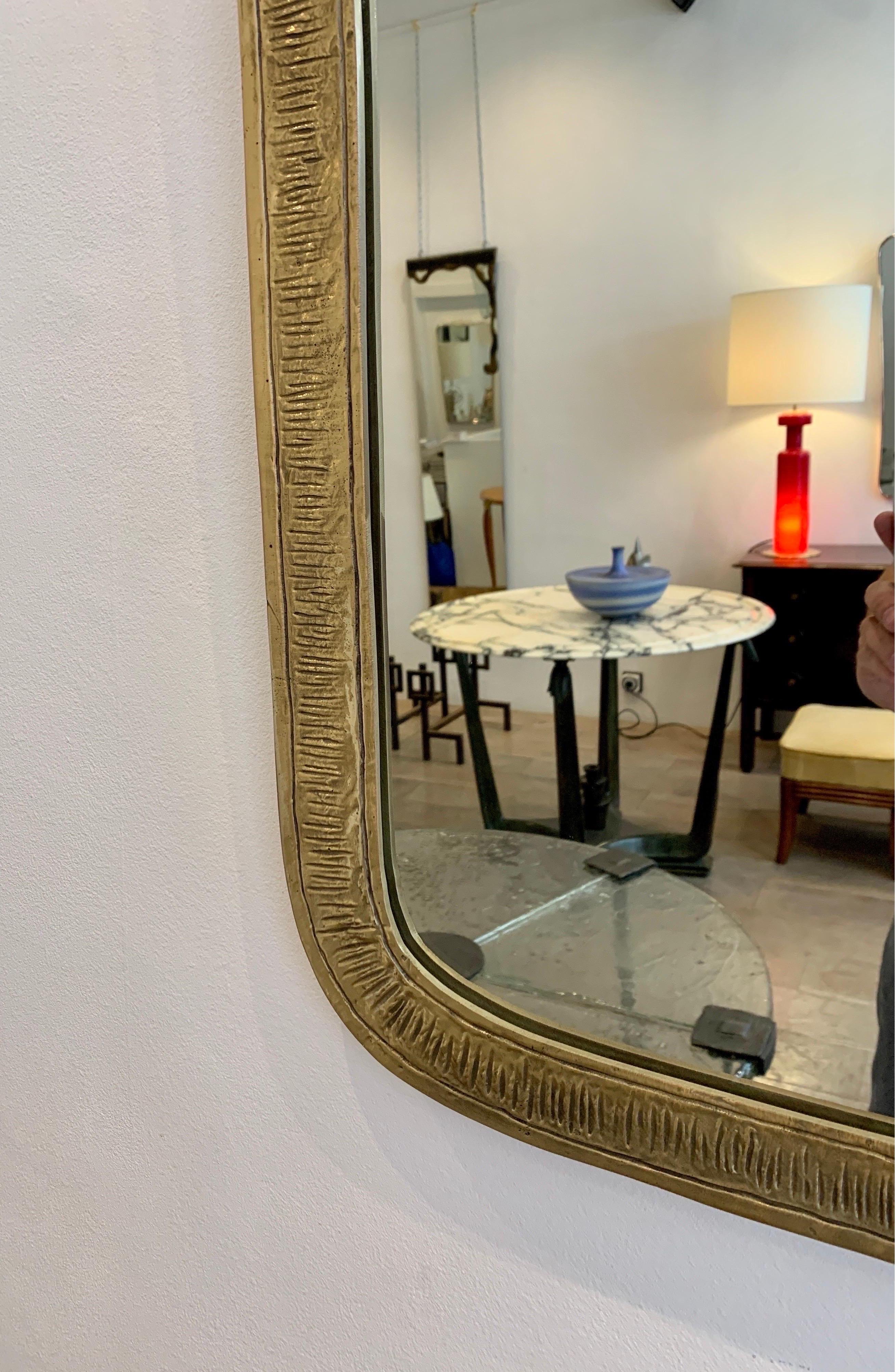 Elegant Bronze Mirror by Angelo Brotto, 1970s 2