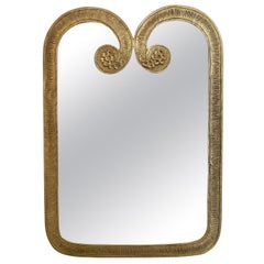 Élégant miroir en bronze d'Angelo Brotto, années 1970