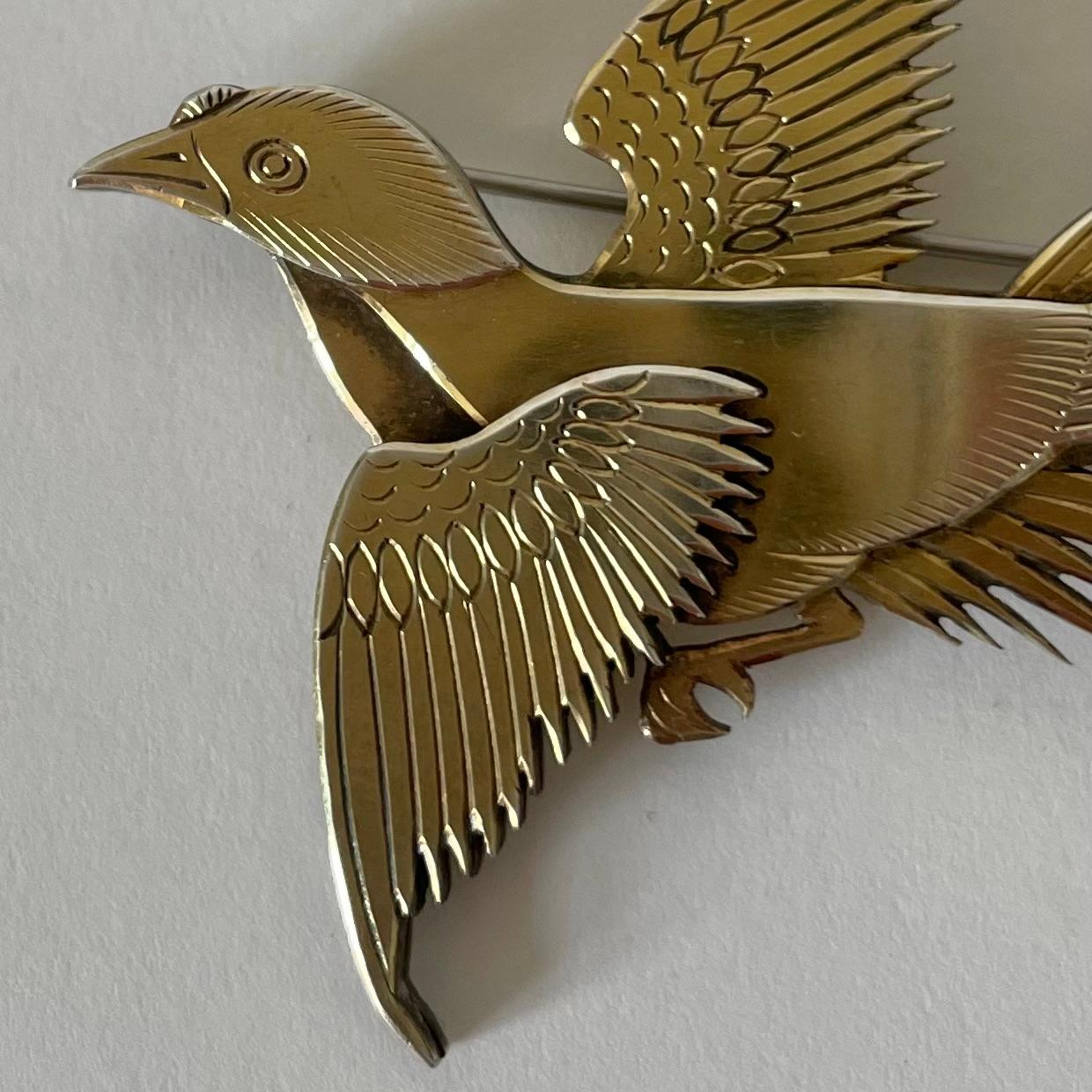 Dorato Elegante spilla del 1958 del più famoso argentiere svedese Wiwen Nilsson
