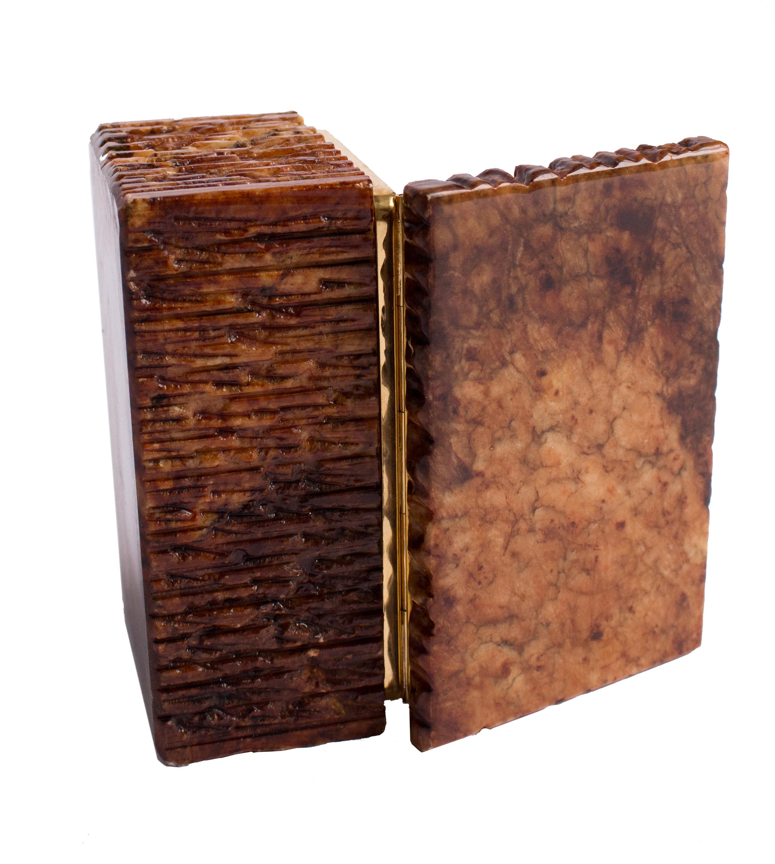 Elegante Caja de Mármol Marrón de Italia,  con bisagras de latón. en venta 3