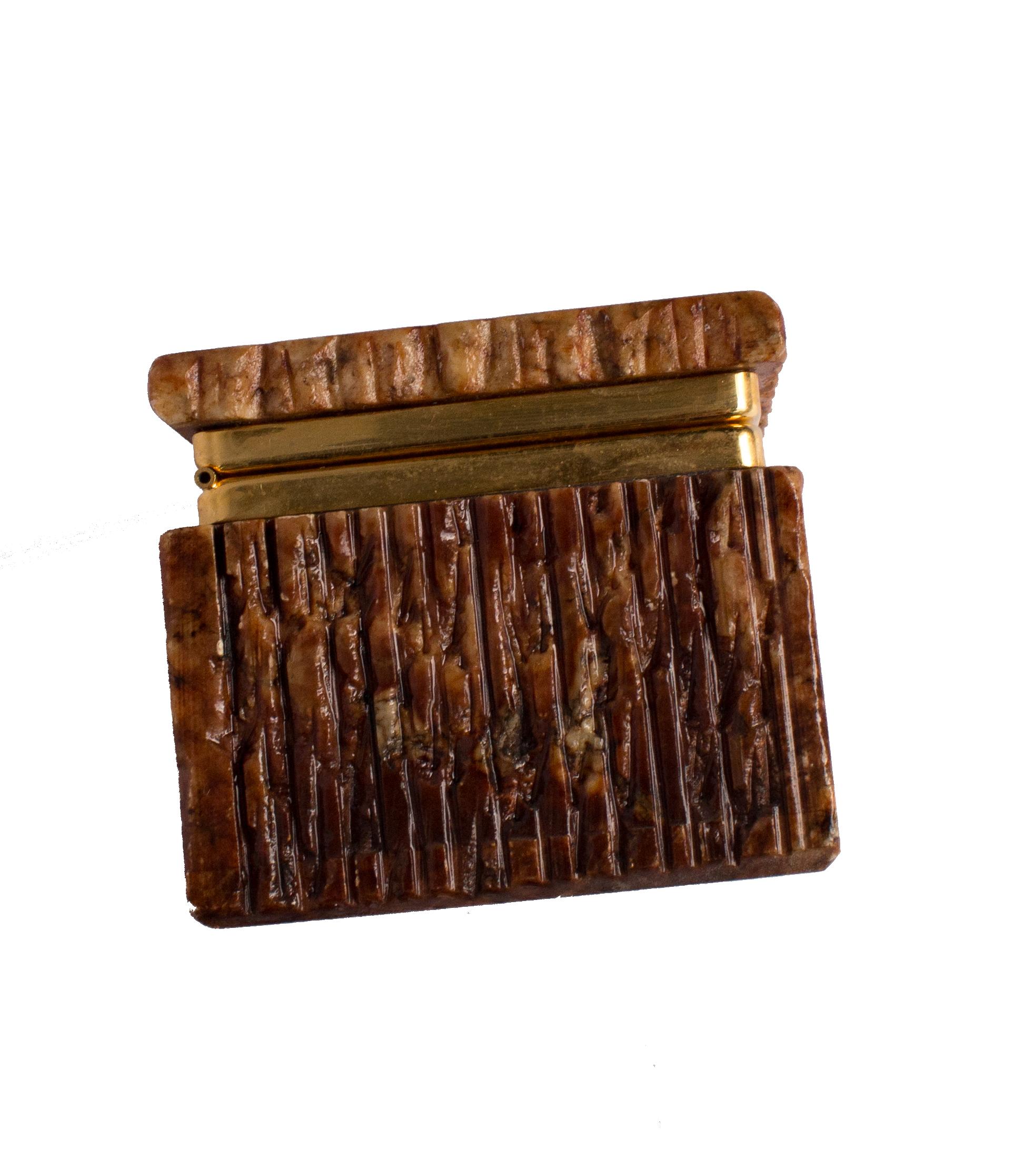Elegante Caja de Mármol Marrón de Italia,  con bisagras de latón. en Bueno estado para la venta en Stockholm, SE