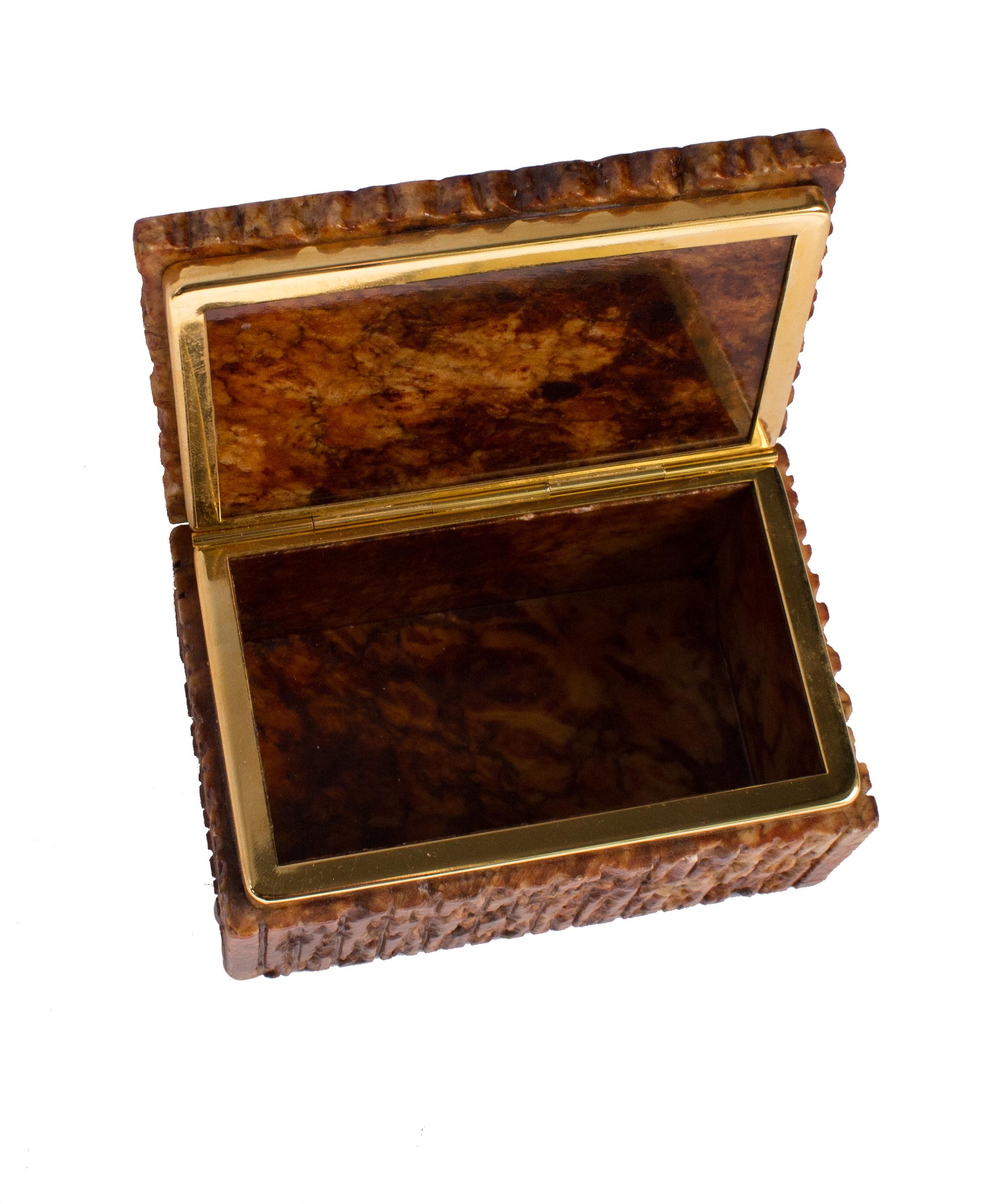 Elegante Caja de Mármol Marrón de Italia,  con bisagras de latón. mediados del siglo XX en venta
