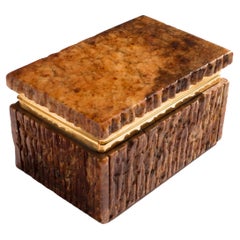 Elegant Brown Marble Box from Italy,  with Brass Hinges.
