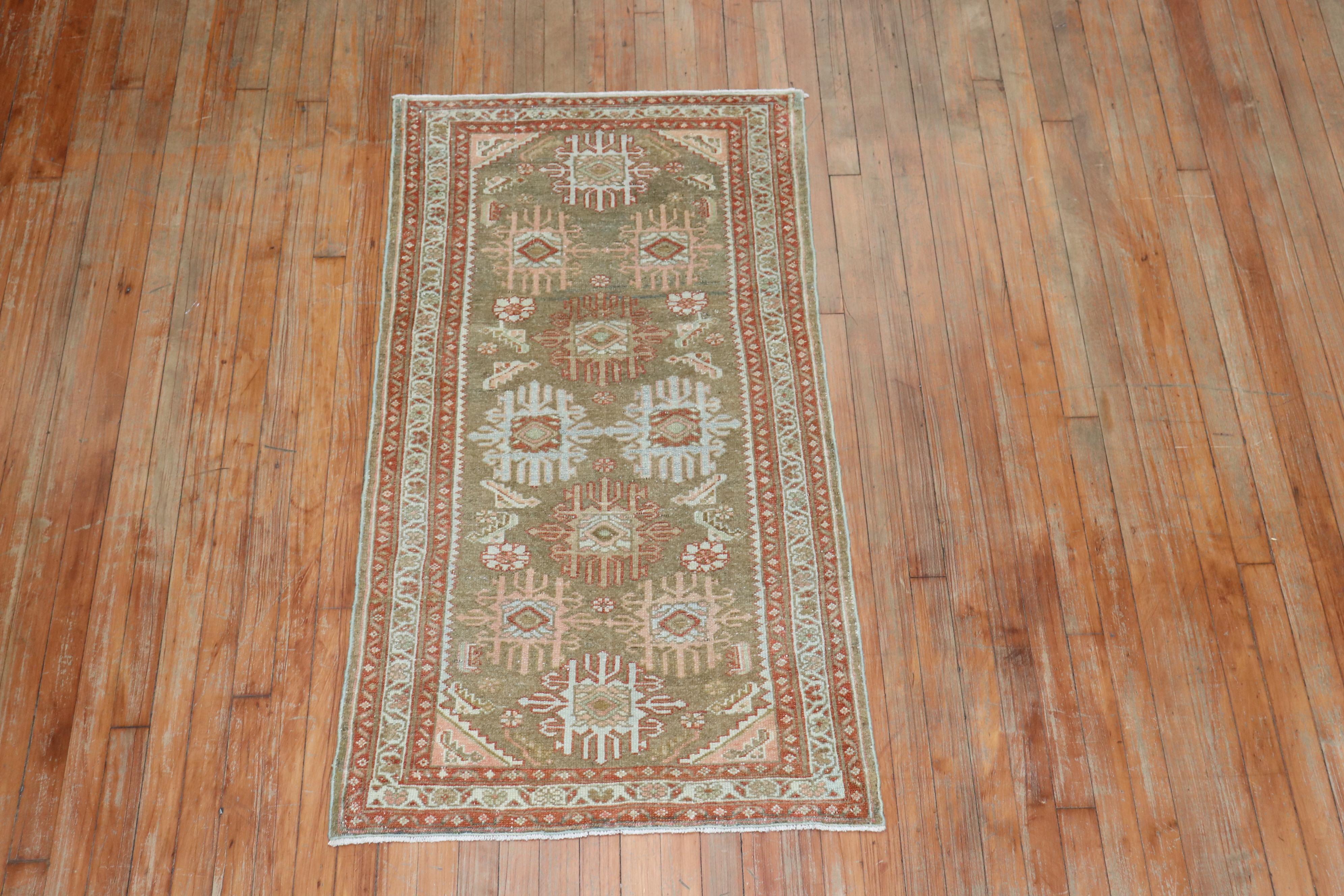 American Classical Elegant Brown Persian Malayer Throw Rug For Sale
