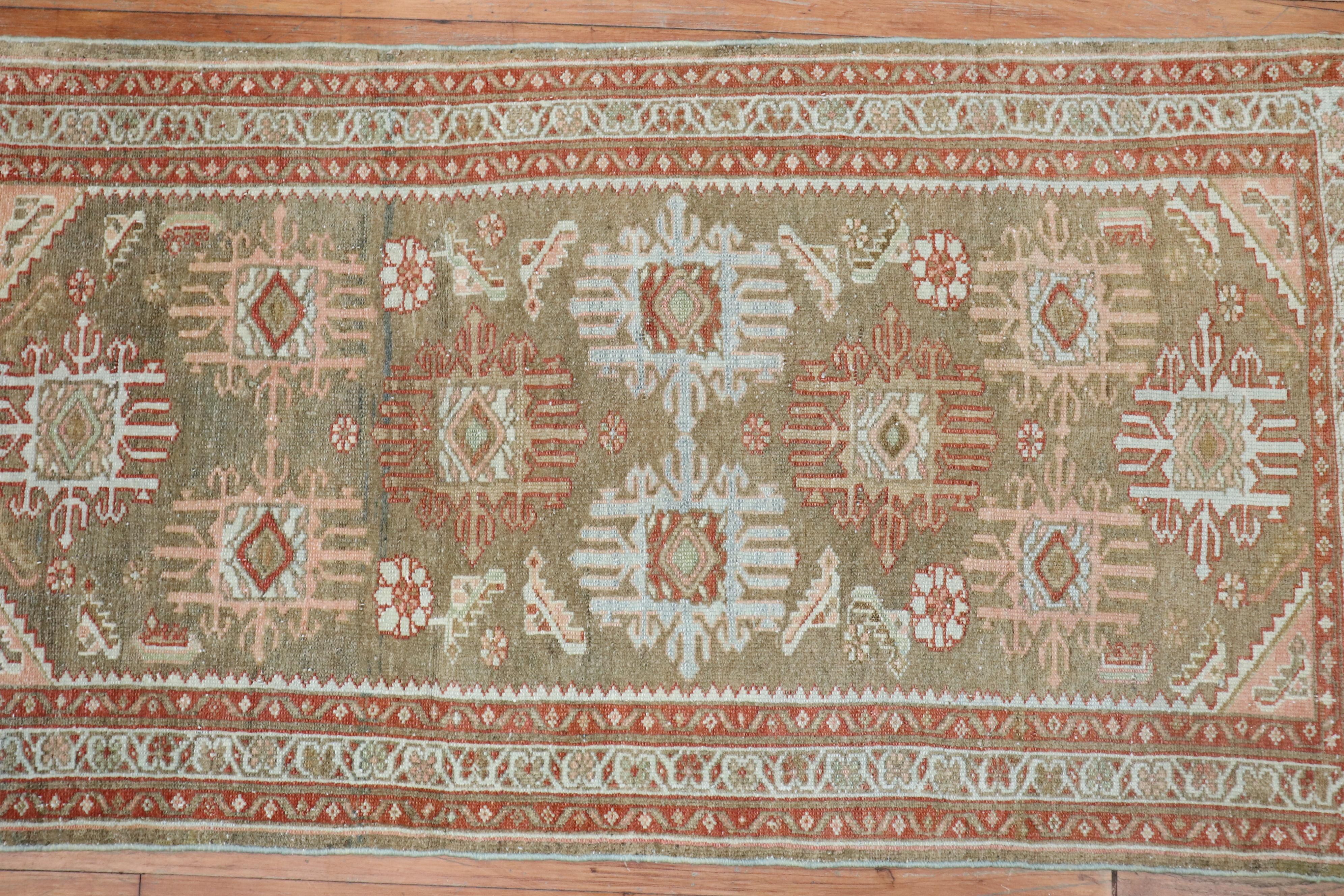 Hand-Woven Elegant Brown Persian Malayer Throw Rug For Sale