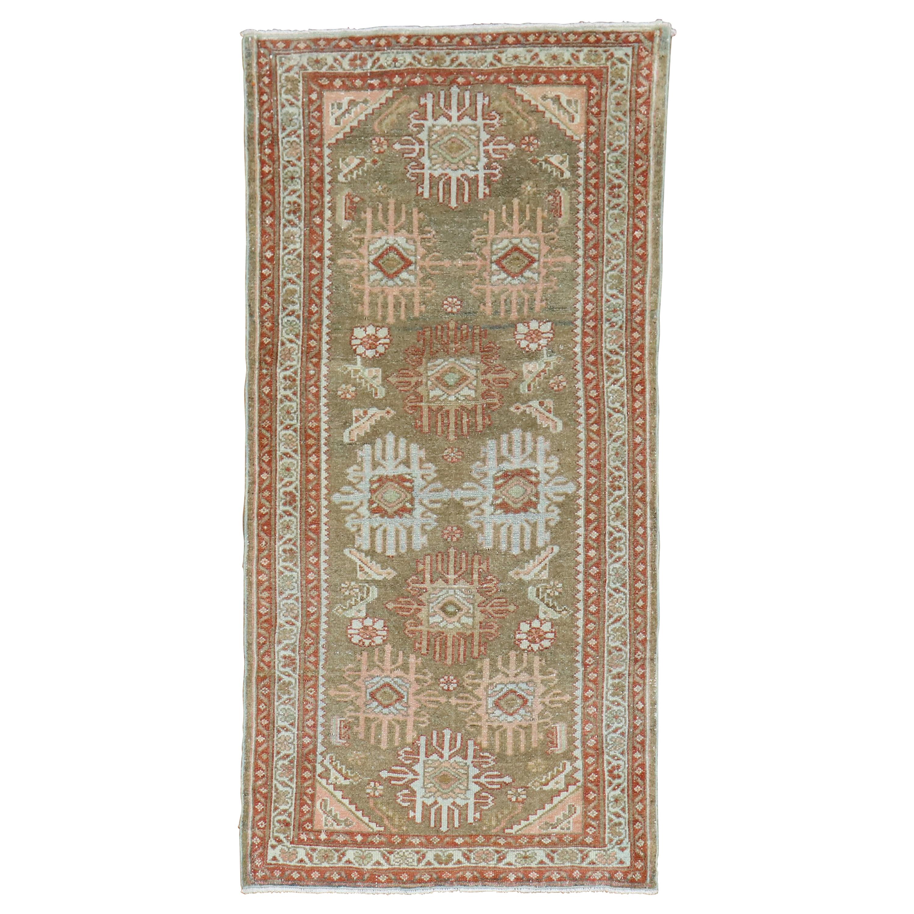 Elegant Brown Persian Malayer Throw Rug For Sale