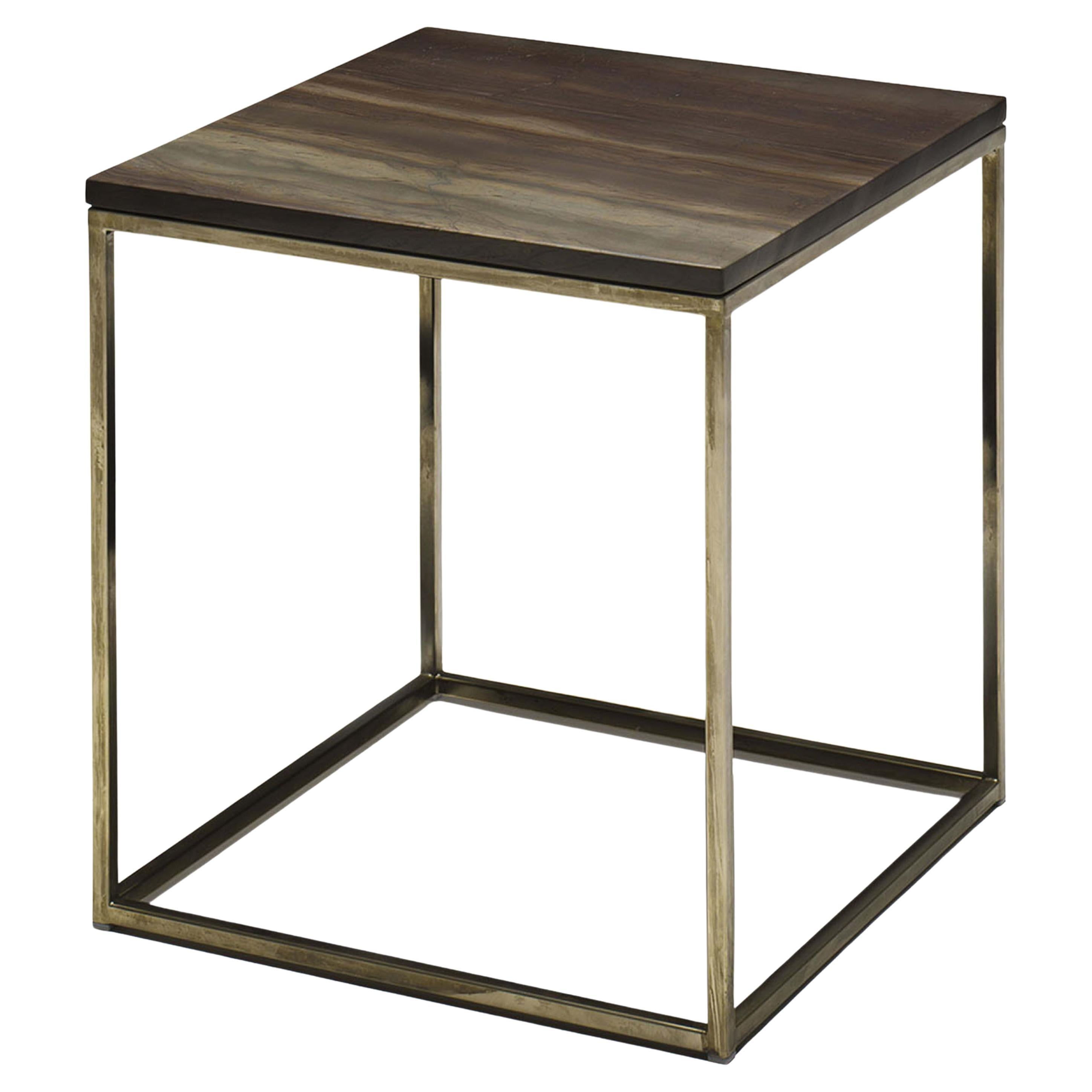 Elegant Brown Stone Pablo Side Table For Sale