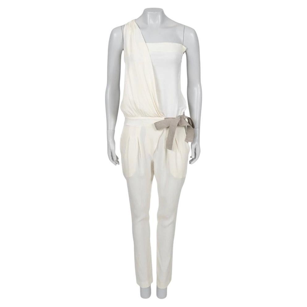 Elegant Brunello Cucinelli Beige Silk Jumpsuit - Size XS