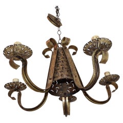 Elegant brutalist chandelier by Tom Green for Feldman