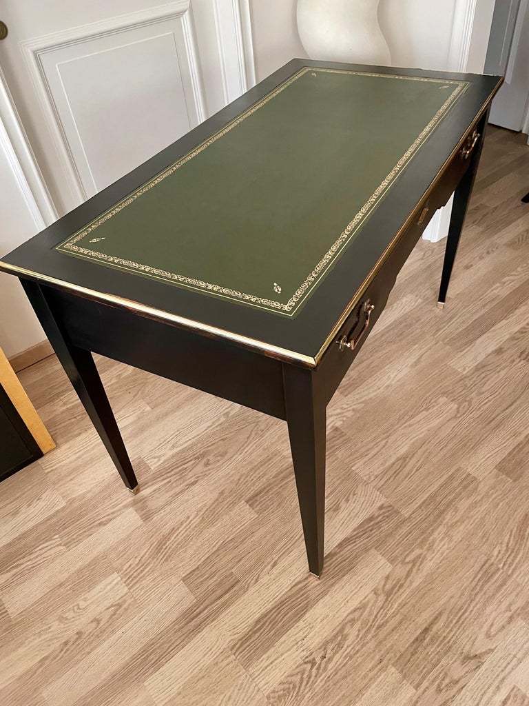 Elegant "Bureau Plat" with His Green Leather Top by Maison Jansen, France,  1950 For Sale at 1stDibs