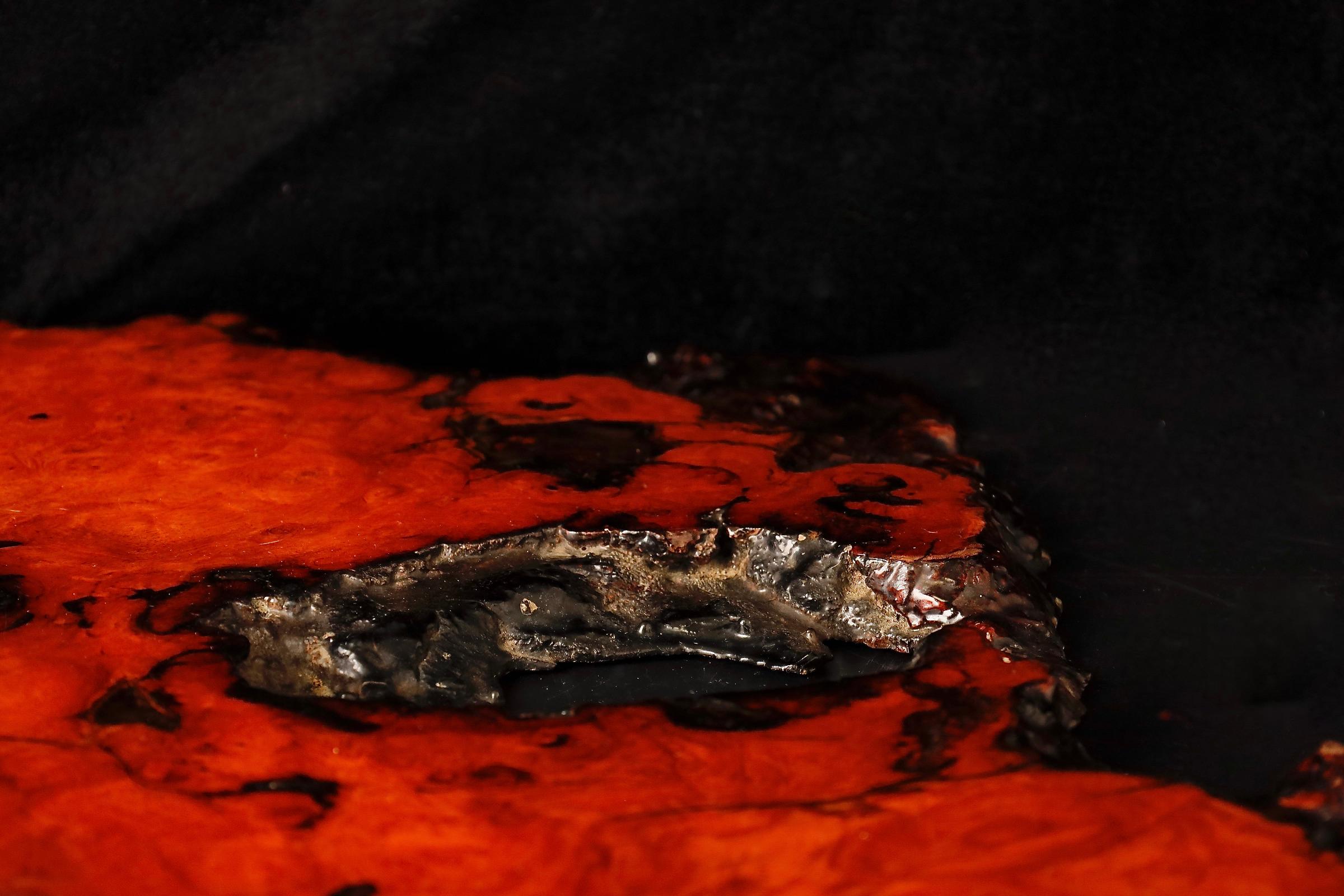 Eleganza del supporto Shiki-ita in legno di radica con squisita venatura in vendita 10