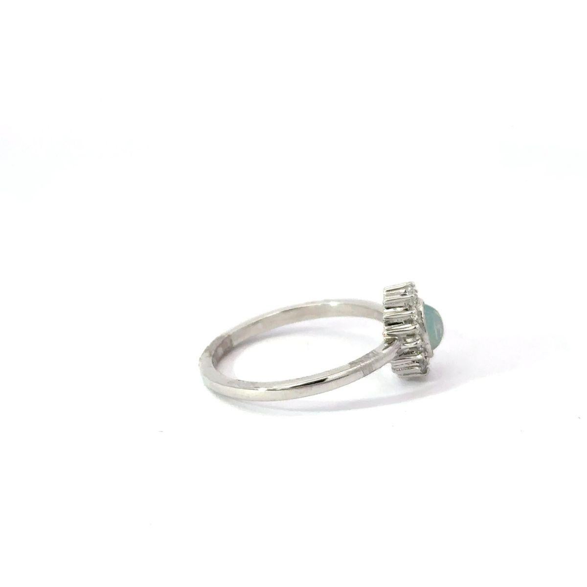 For Sale:  Elegant Cabochon Opal with Zirconia Halo Ring Mothers Day Gift in 925 Silver 3