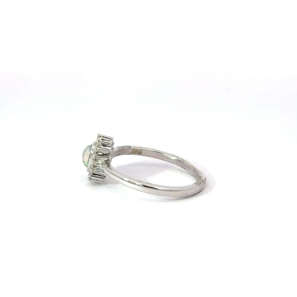 For Sale:  Elegant Cabochon Opal with Zirconia Halo Ring Mothers Day Gift in 925 Silver 5