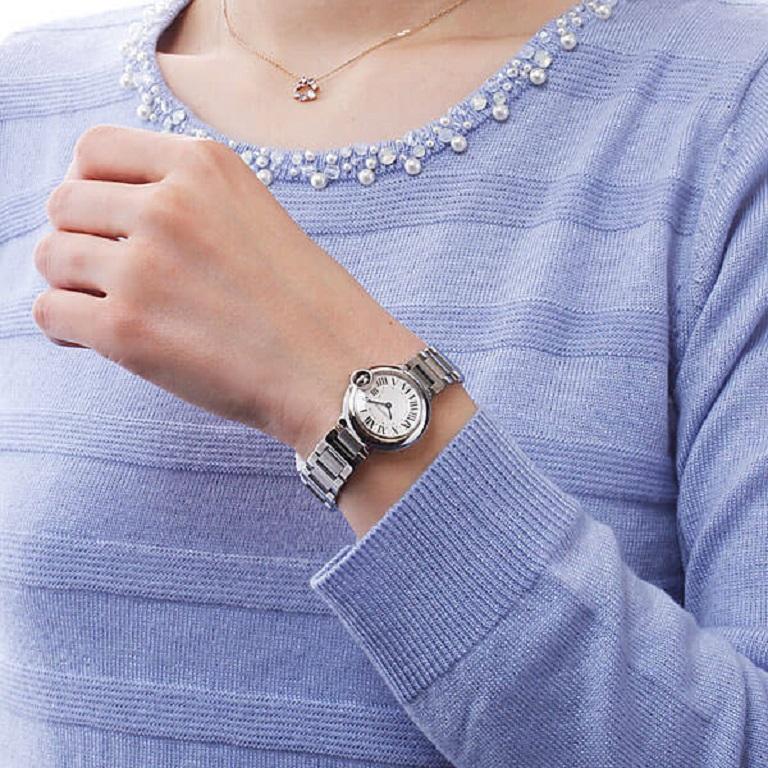Elegant Cartier Ballon Bleu SM W69010Z4 Pre-Owned Classic Ladies Timepiece In Good Condition In Holtsville, NY