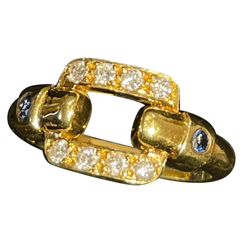 Elegant Cartier Ring Crafted in 18K Yellow Gold with Sapphires and Diamonds For Sale