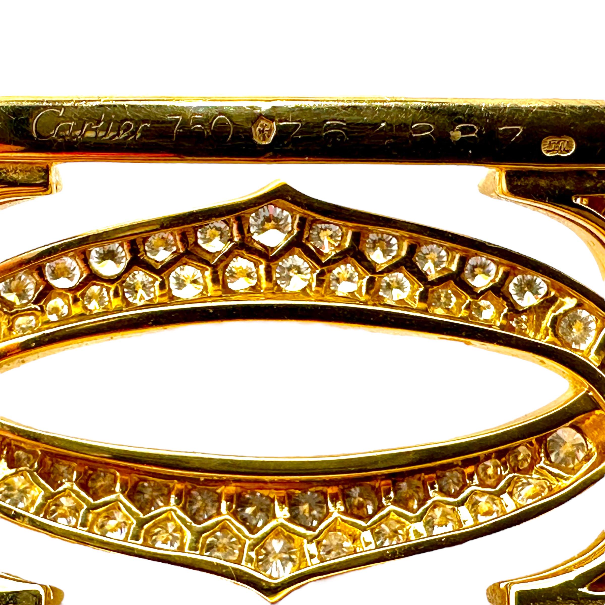 Brilliant Cut Elegant Cartier Seven Row Penelope Double C Diamond Bracelet For Sale